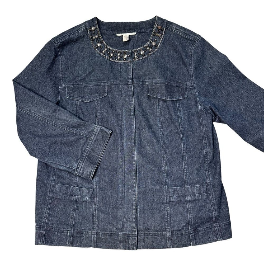JM Collection JM Collection Embellished Denim Jacket Size 14 Size XL / US 12-14 / IT 48-50 - 6 Thumbnail