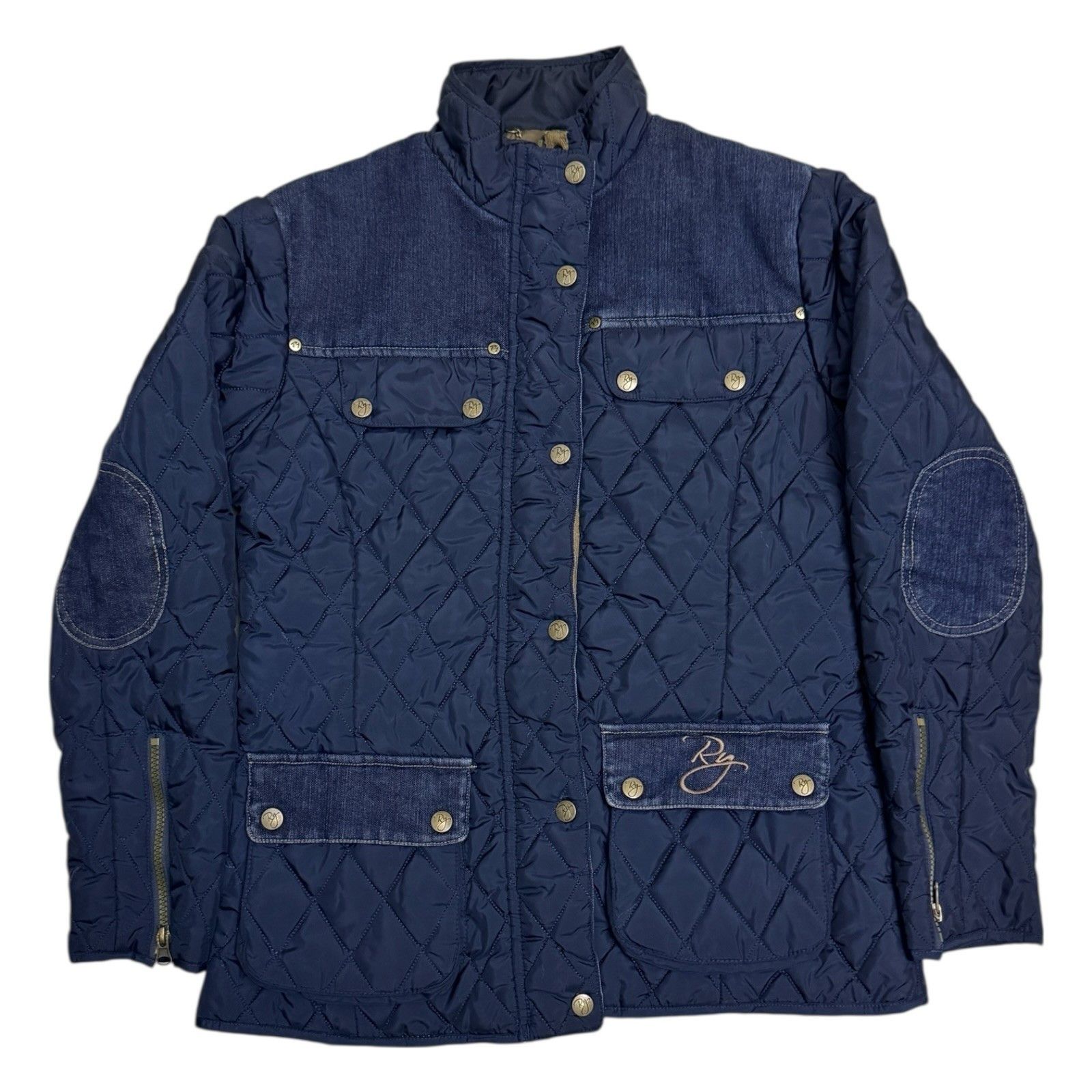 RYDALE EQUESTRIAN Denim Puffer Designer Jacket Womens Small