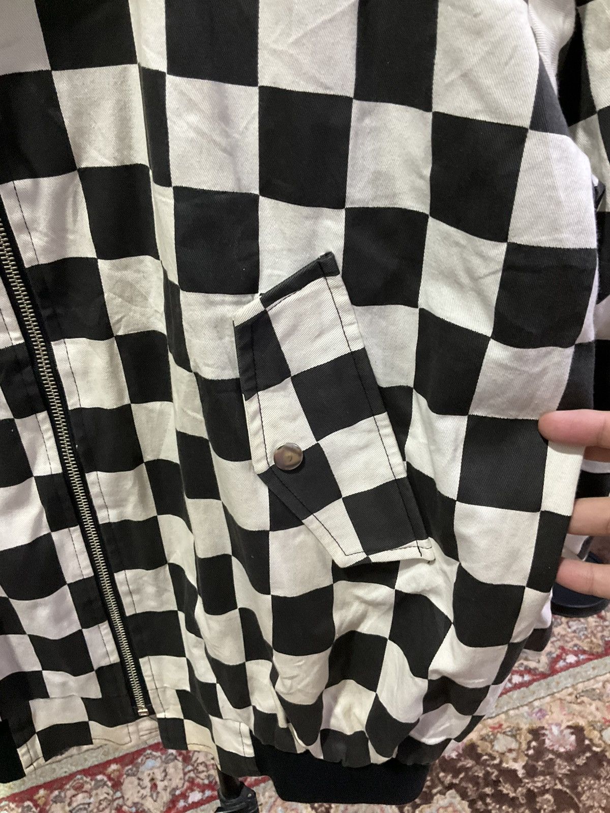 Art Comes First Black and White Checkered Mens Bomber Jacket Casper John Size US XXL / EU 58 / 5 - 4 Thumbnail