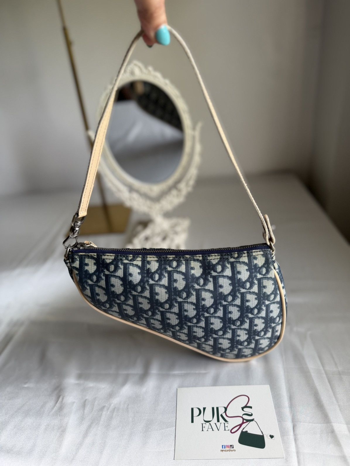 Dior CHRISTIAN DIOR John Galliano Saddle Mini Blue Coated Canvas Size ONE SIZE - 21 Thumbnail