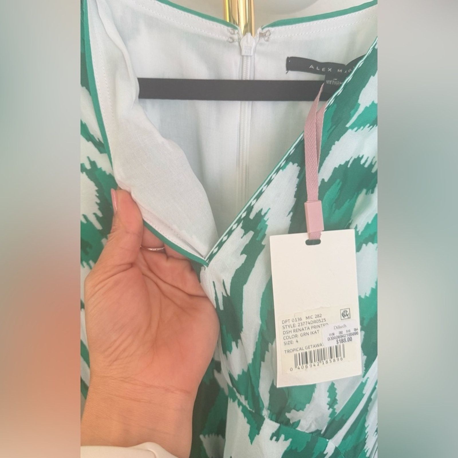 & Other Stories Alex Marie Long Sleeve Dress Printed Teal and White size 4 Size S / US 4 / IT 40 - 11 Thumbnail