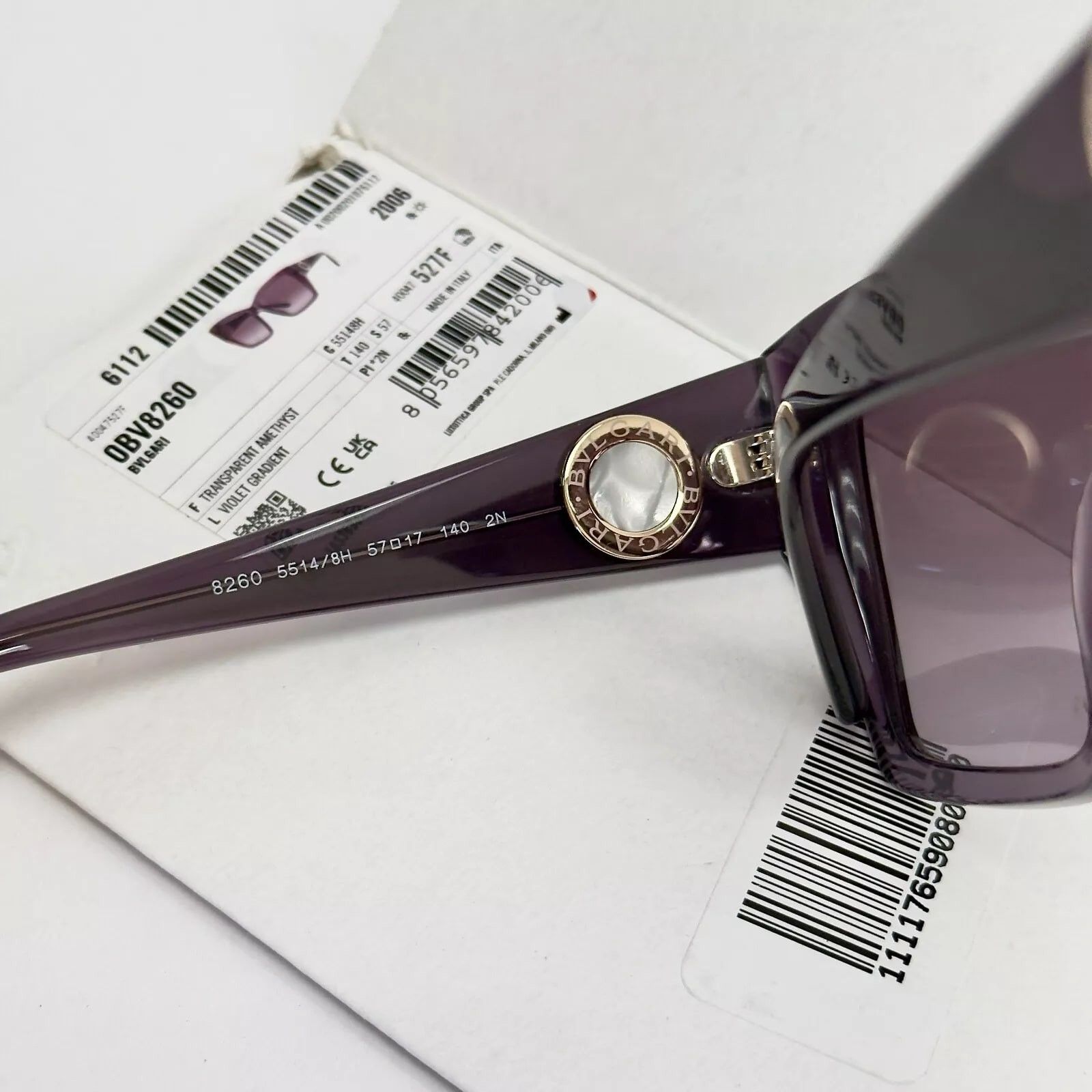 Bvlgari BVLGARI COIN Violet Amethyst Of Logo Sunglasses BV8260 8260 Size ONE SIZE - 3 Thumbnail