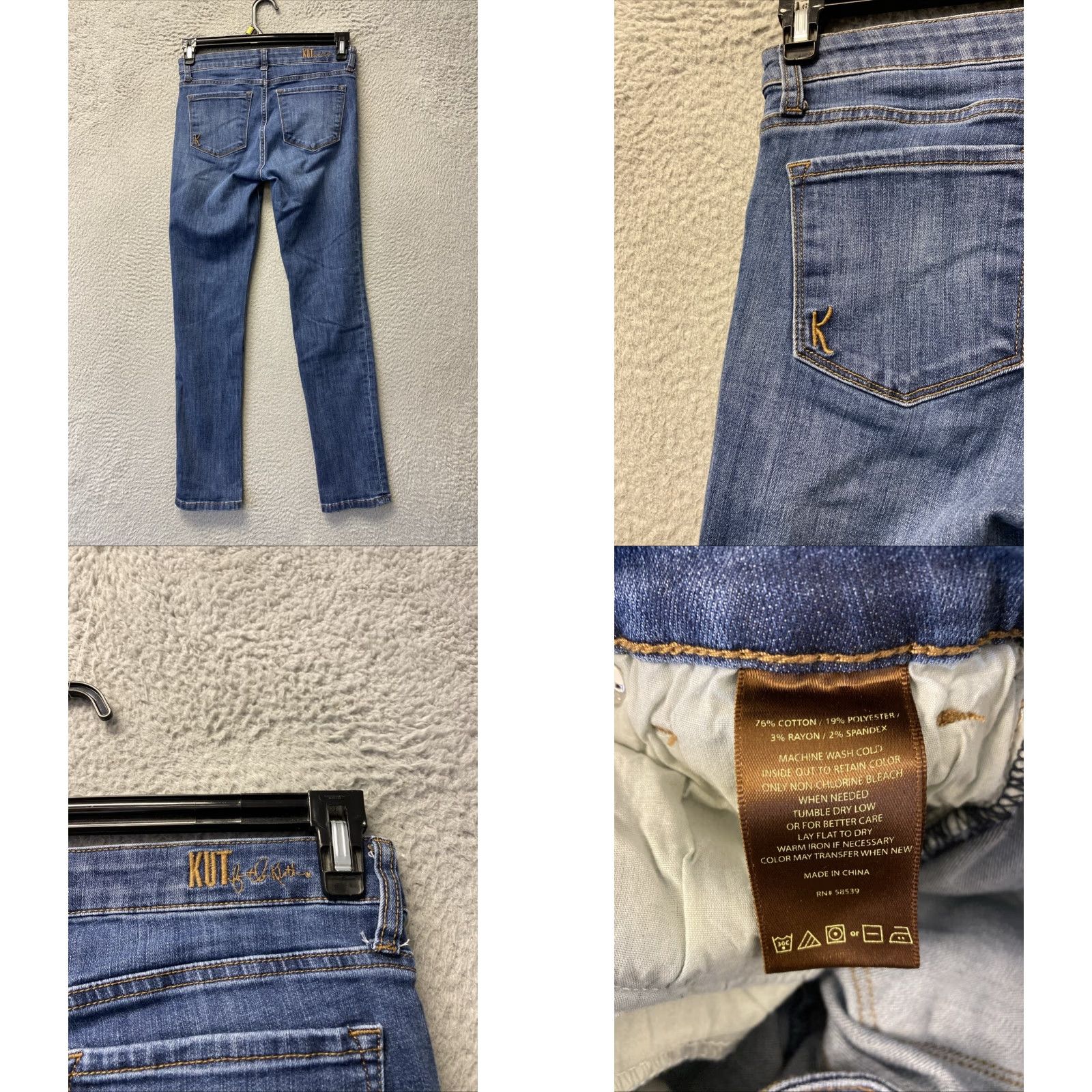 Vintage KUT from the Kloth Jeans Women’s Size 0 Ankle Blue Denim Solid Zip Button Fringe Zipper Mid Rise 8.5-10.5 in Regular 28 in Inseam 27 in Size 25" / US 0 / IT 36 - 8 Thumbnail