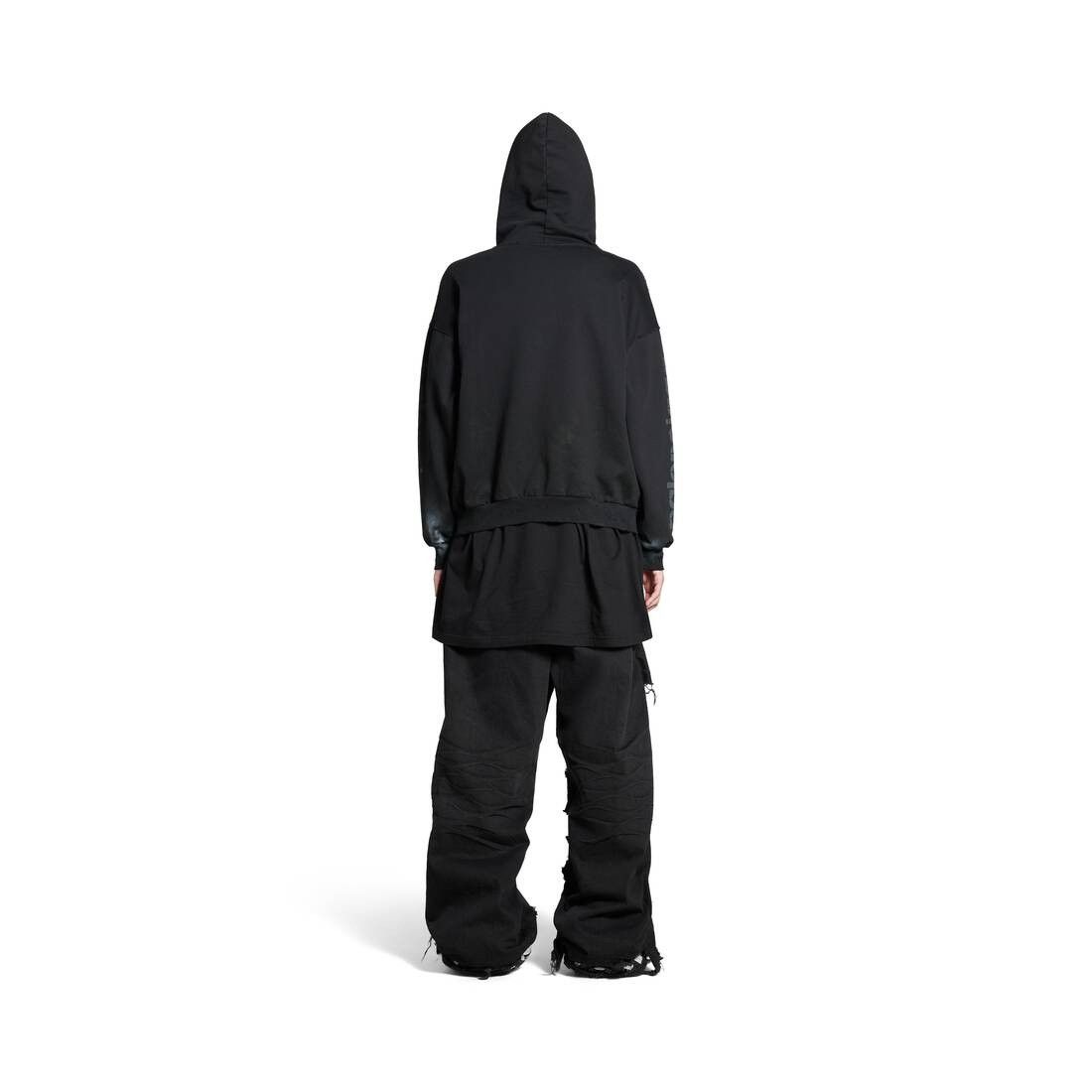 Balenciaga o1w1db10226 3B Stencil Hoodie Medium Fit in Black Size US XXS / EU 40 - 4 Thumbnail