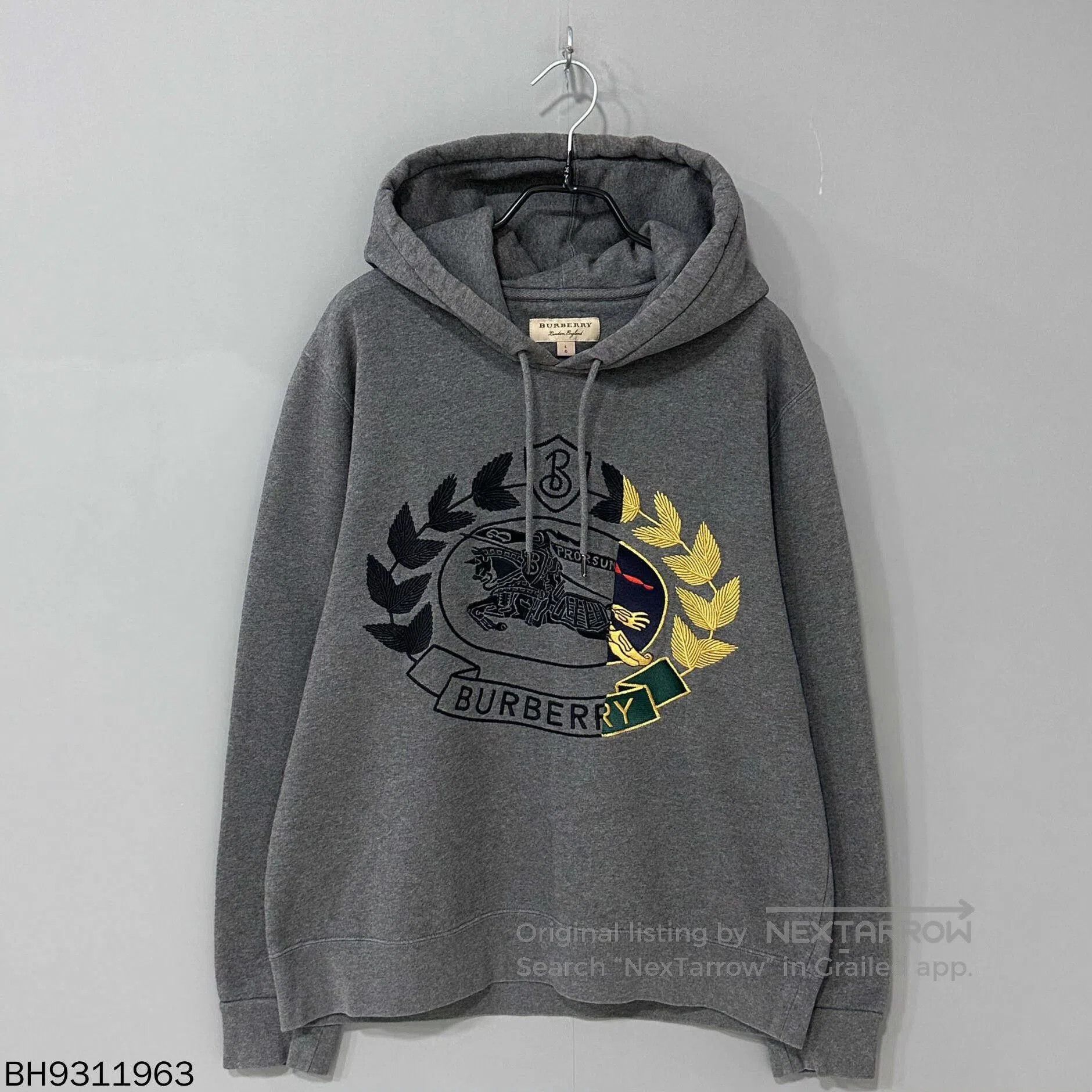 Burberry burberry embroidered logo hoodie in gray. Size US L / EU 52-54 / 3 - 1 Thumbnail