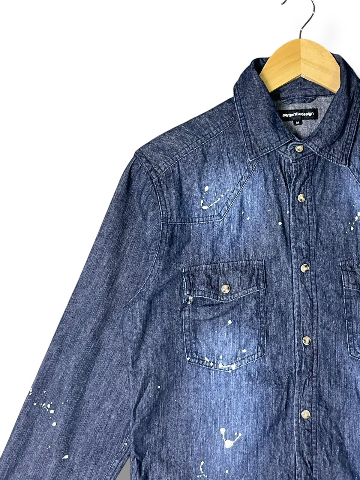 If Six Was Nine × Le Grande Bleu (L.G.B.) × semanticdesign Semantic Design Splatter Paint Denim Button Up Shirt(49) Size US M / EU 48-50 / 2 - 5 Thumbnail