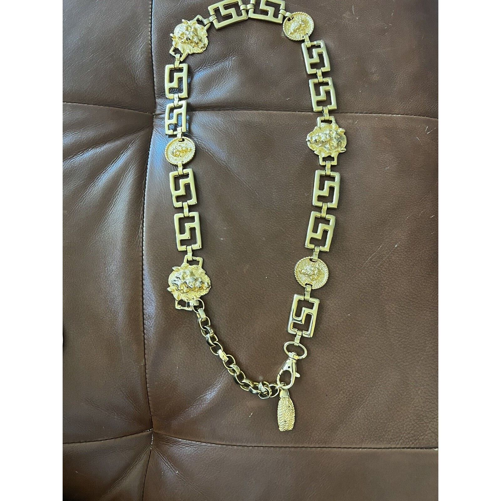 Anne Klein Anne Klein Belt Lion Head Chain Link Medallion Greek 24-36 ...