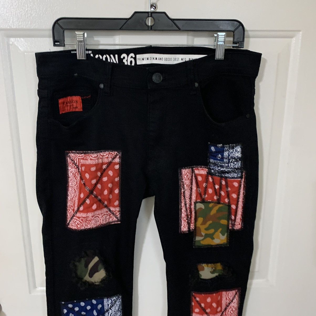 Reason Bandana Patchwork distressed slim skinny jeans Size US 32 / EU 48 - 3 Thumbnail