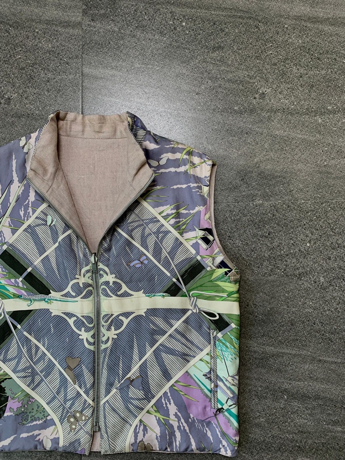 Hermes FREE TAX! Rare 90s Varangues Reversible Silk Vest Size L / US 10 / IT 46 - 3 Thumbnail