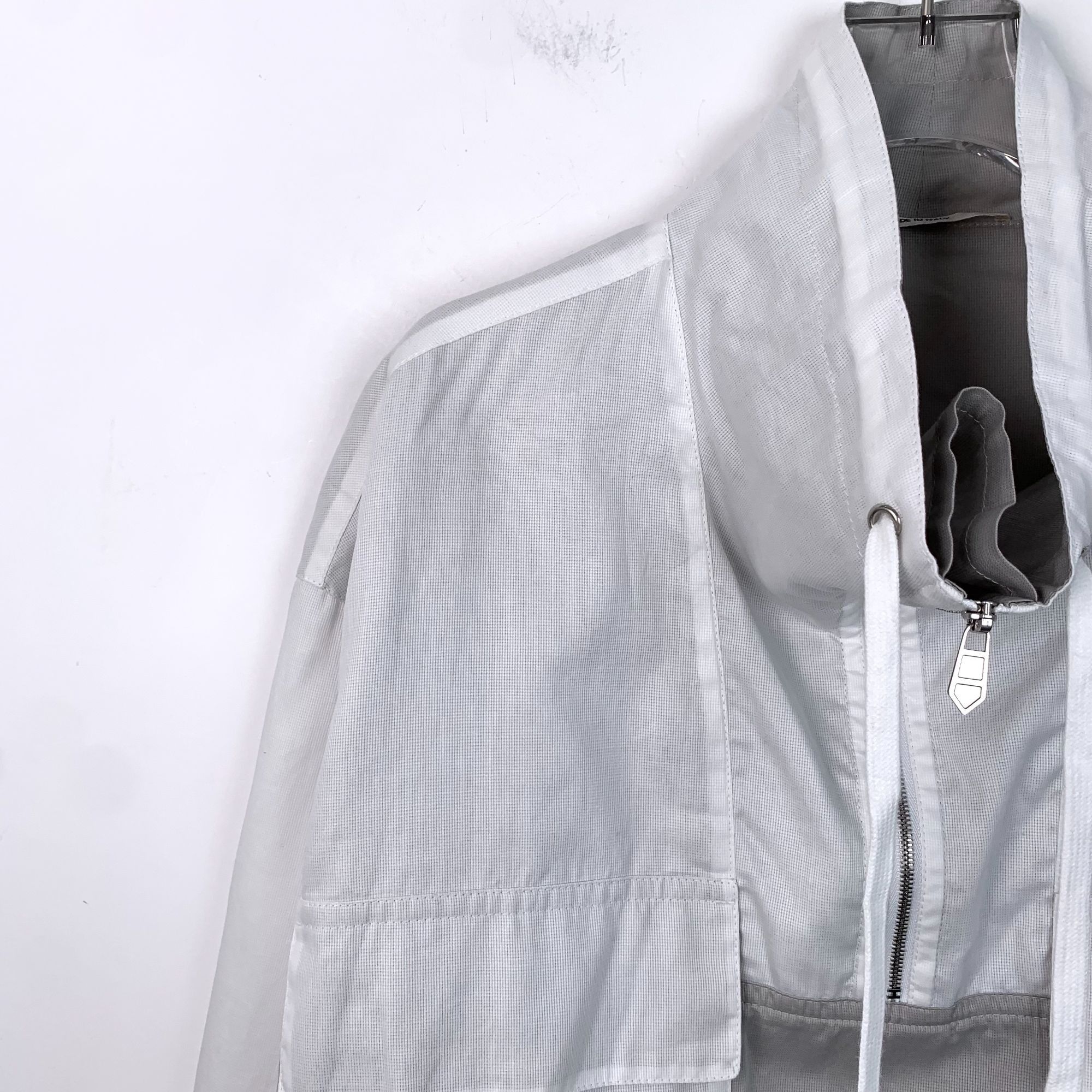 Hermes Hermès Mens Cotton Two-Tone Gray & White Pullover Jacket Siz Size US M / EU 48-50 / 2 - 3 Thumbnail
