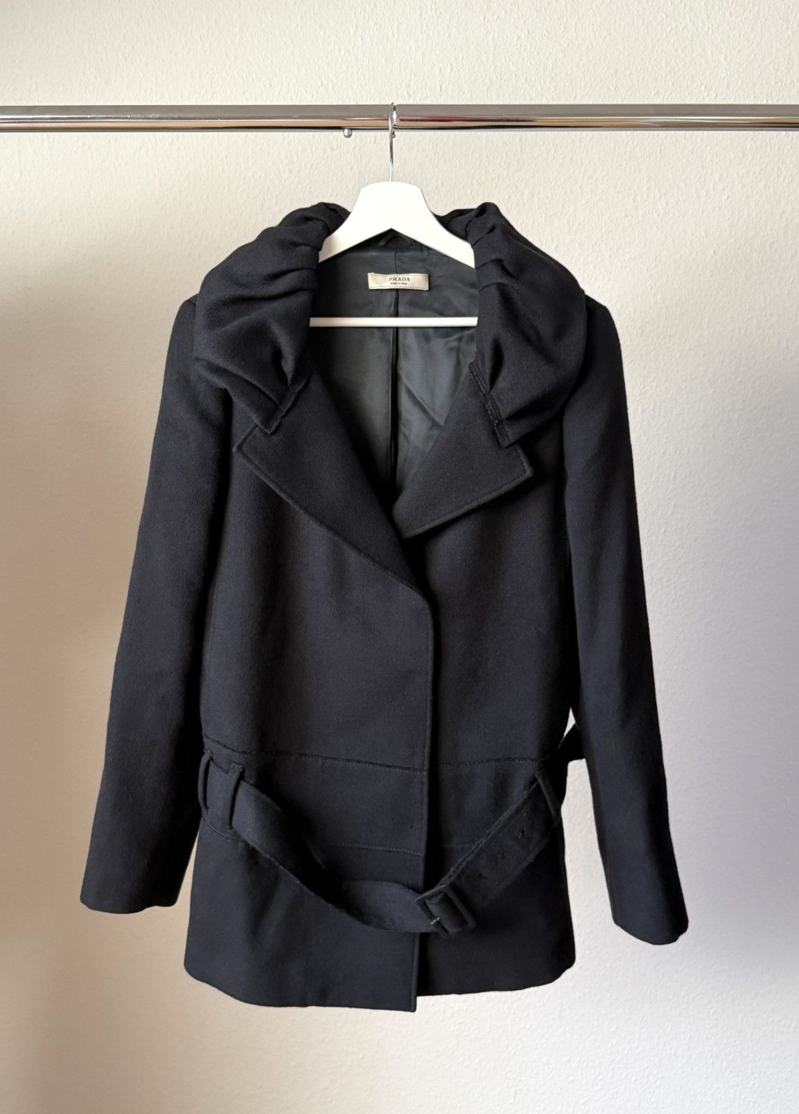 Prada Prada vintage asymmetric belted wool coat, late 90s / 2000s Size L / US 10 / IT 46 - 1 Thumbnail