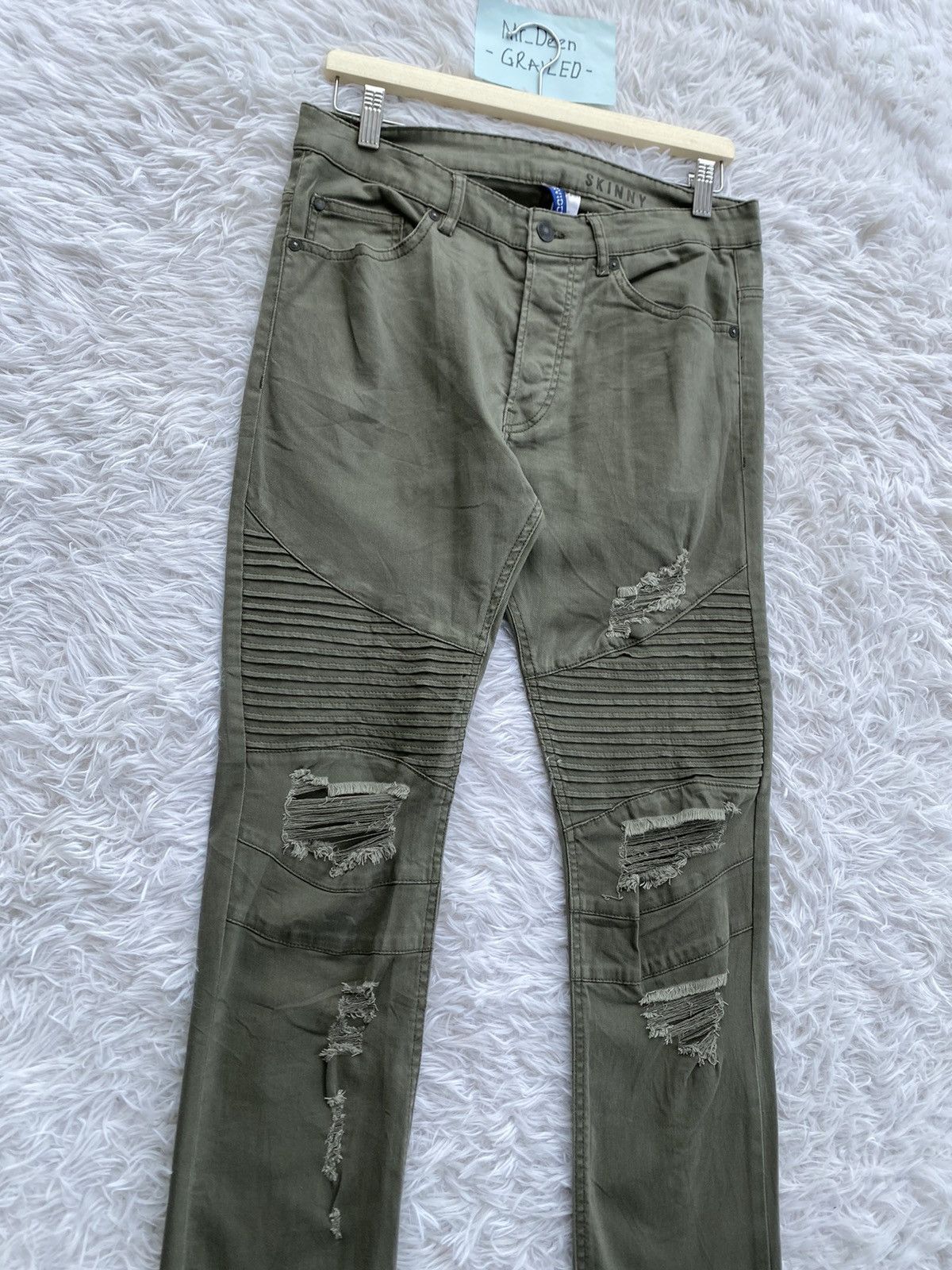 Japanese Brand Rare H&M Divided Distressed Biker Denim Skinny Pants Size US 31 - 6 Thumbnail