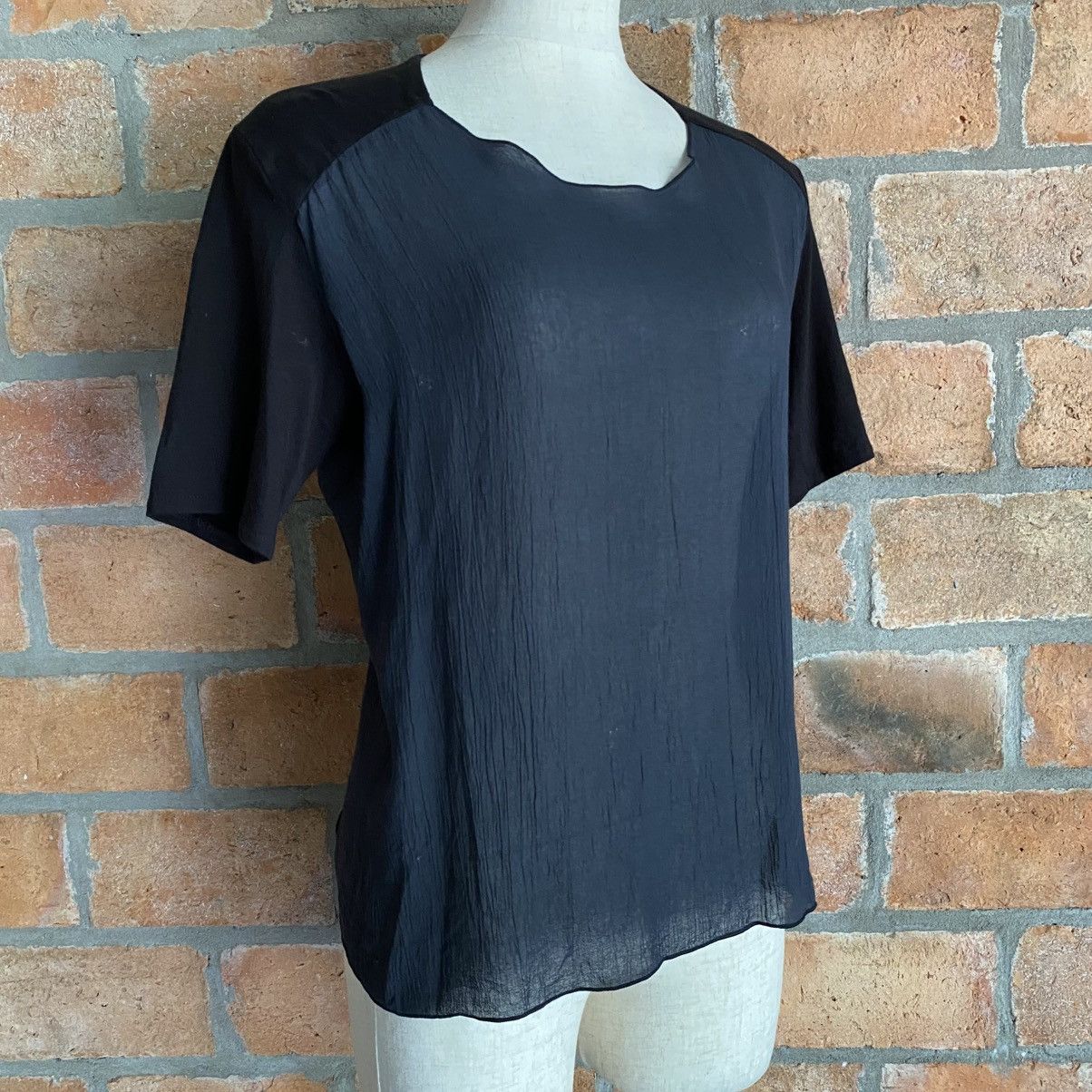 Japanese Brand A.T ATSURO TAYAMA Black Textured Short Sleeve Blouse Size S / US 4 / IT 40 - 12 Thumbnail