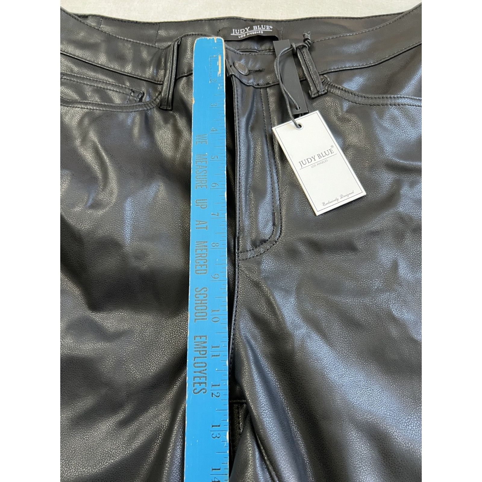 Judy Blue Judy Blue Faux Leather Front Black Straight Fit Jeans Women Size 36" / US 14 / IT 50 - 5 Thumbnail