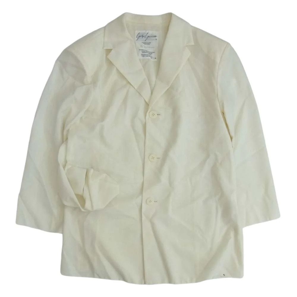 image of Yohji Yamamoto 80's Wool Blend Side Drape Jacket in White, Men's (Size Medium)