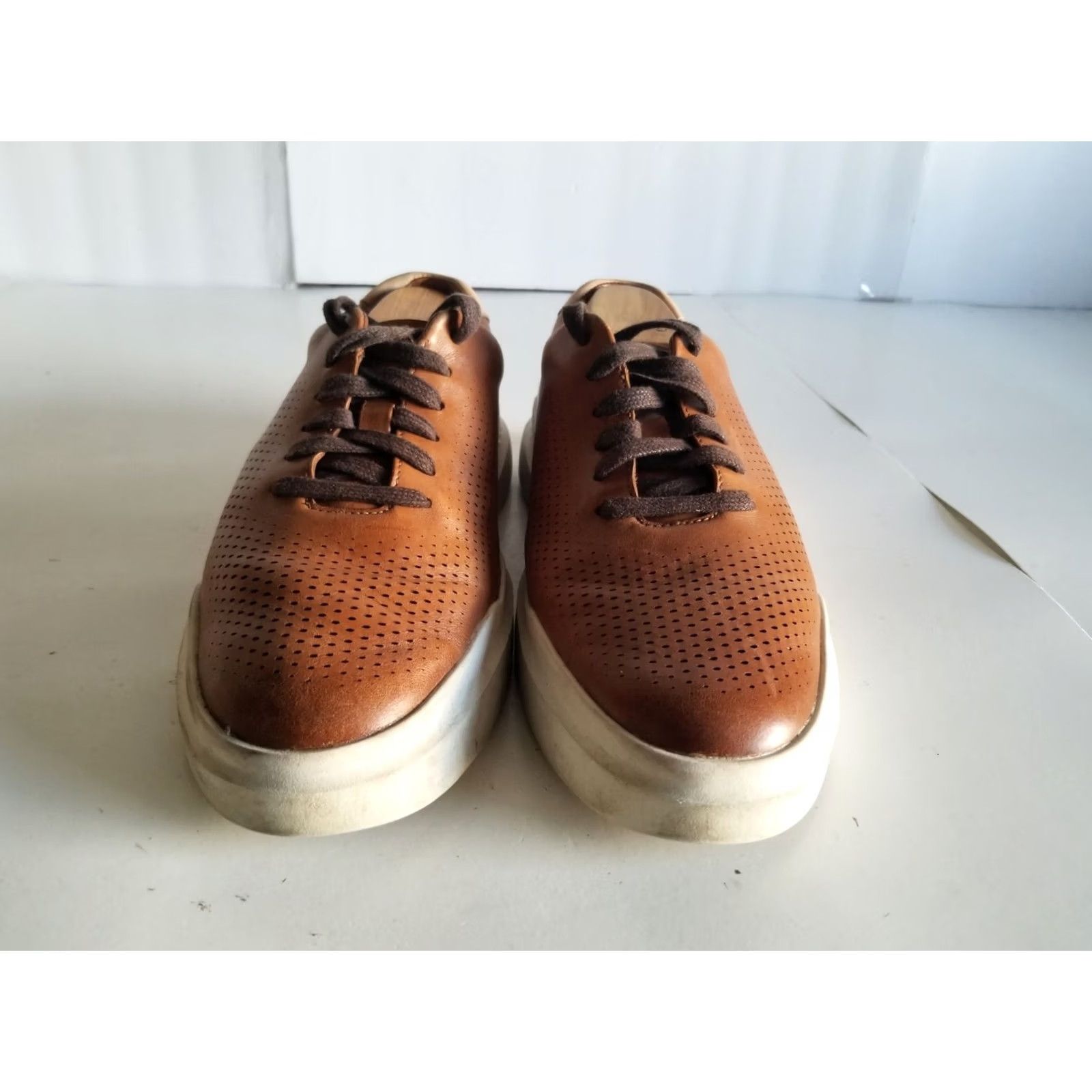 Cole Haan Cole Haan GrandPrø Rally Laser Cut Sneaker Mens Size 7.5 British Tan Leather Brown Style Fashion Sneakers Size US 8 / EU 41 - 6 Thumbnail