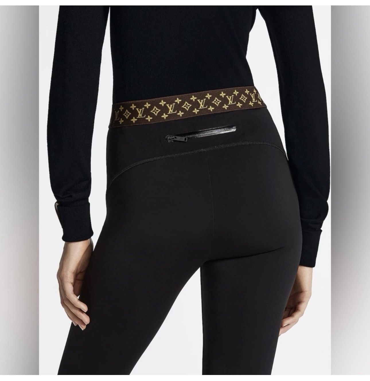 Louis Vuitton Louis Vuitton Monogram Waistband Leggings Black Noir NWT 38 Size 26" / US 2 / IT 38 - 1 Thumbnail