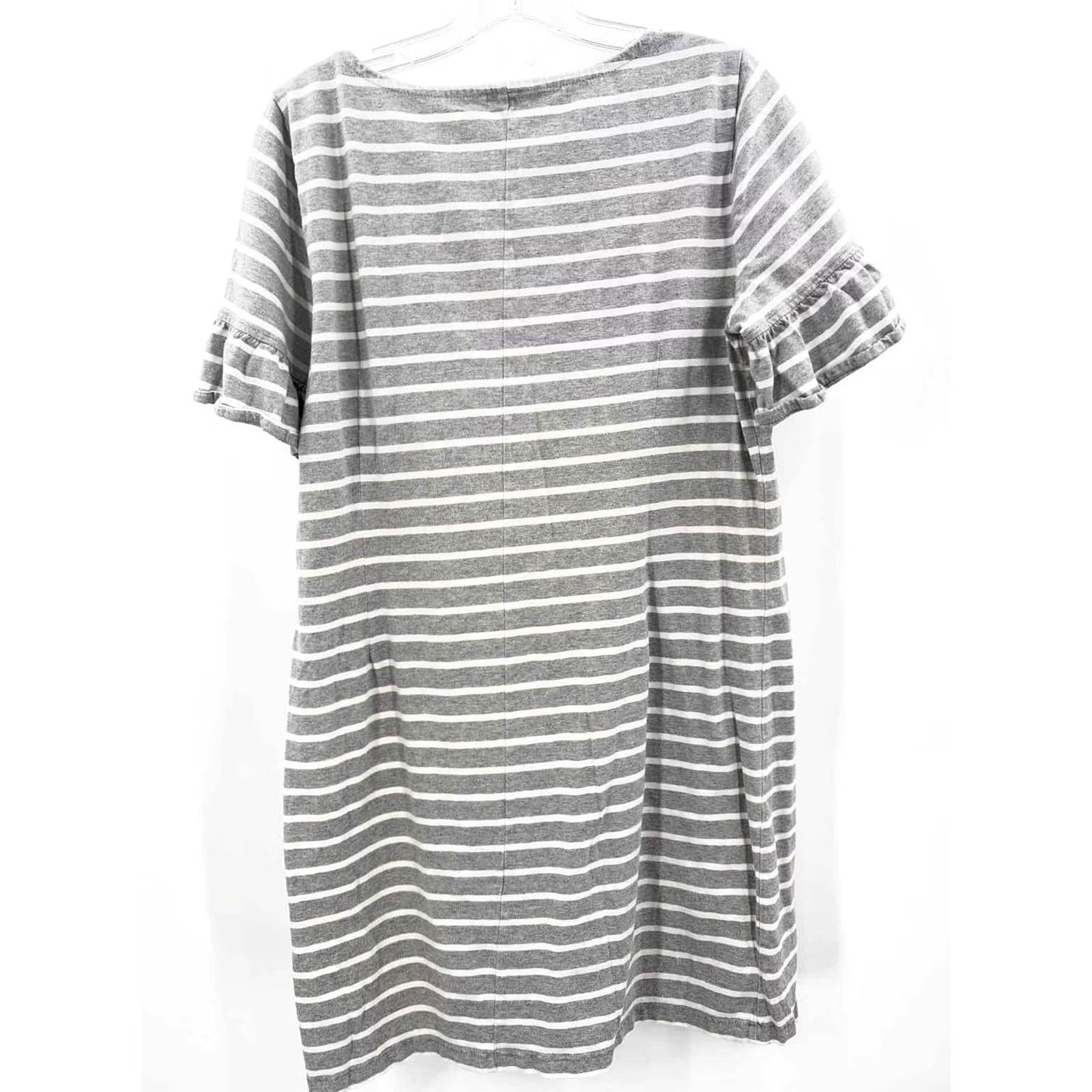 Vintage J Crew Grey Stripe Short Sleeve Dress Large Size 36" / US 14 / IT 50 - 2 Thumbnail