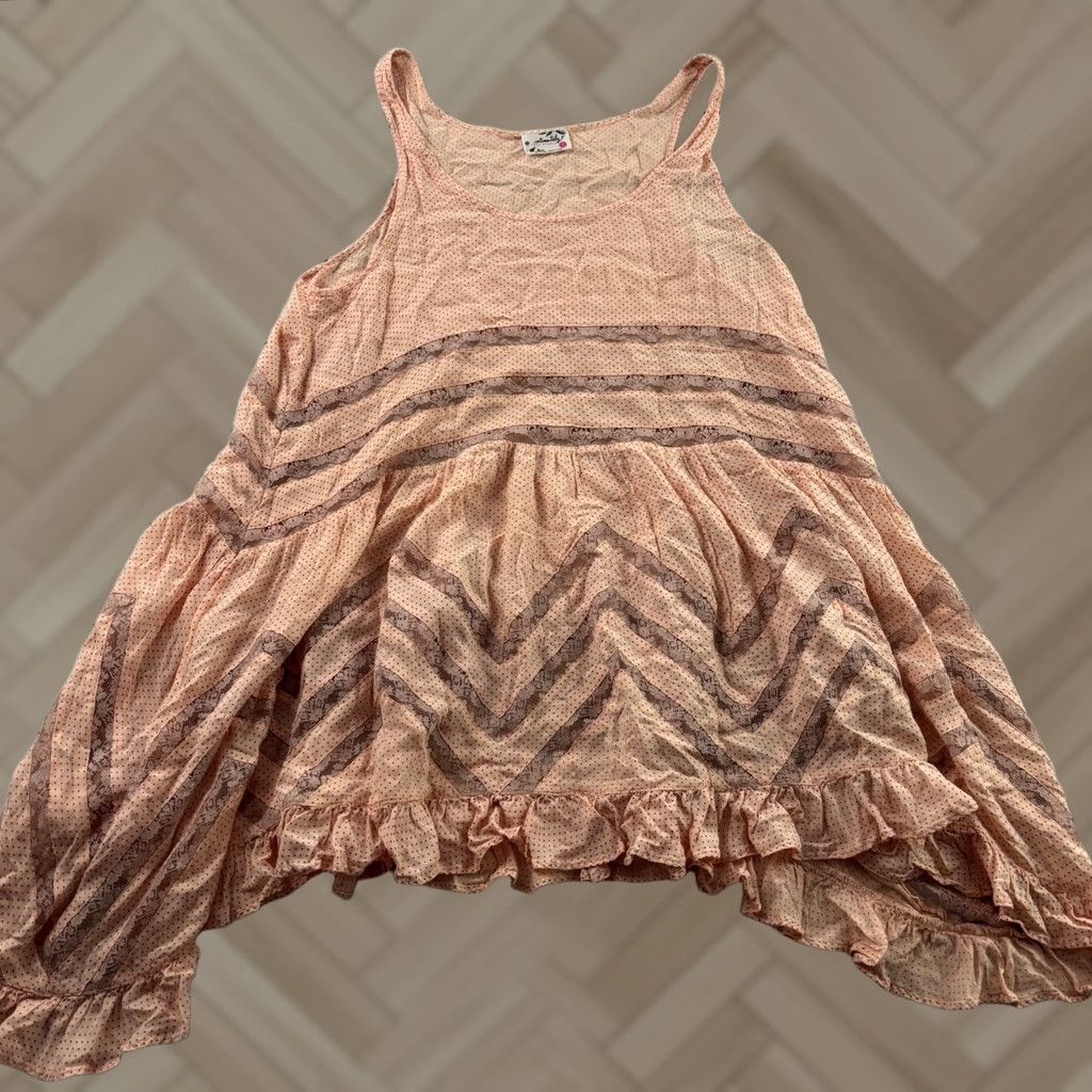 Free People Free People Intimately Sleeveless Flowy Lace Accent Top Women's S Peach Orange Lace Shirt Womens Small Size S / US 4 / IT 40 - 1 Thumbnail