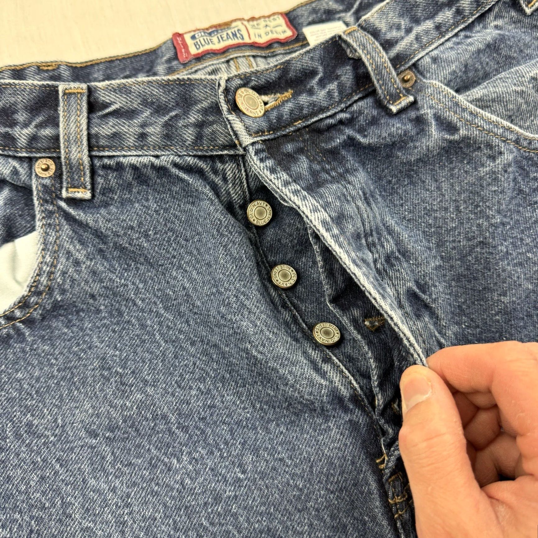Old Navy VINTAGE Old Navy Jeans Men 35x34 Blue Baggy Grunge Y2K 90s Button Fly 90s Grunge Size US 35 - 3 Thumbnail
