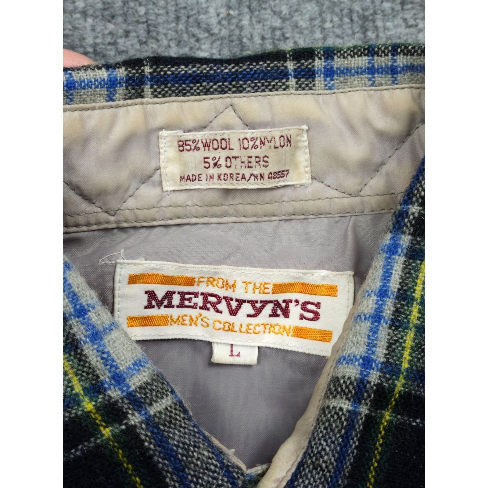 Vintage VINTAGE Mervyn's Pearl Snap Shirt Men's Large Plaid WOOL BLEND Size US L / EU 52-54 / 3 - 5 Thumbnail