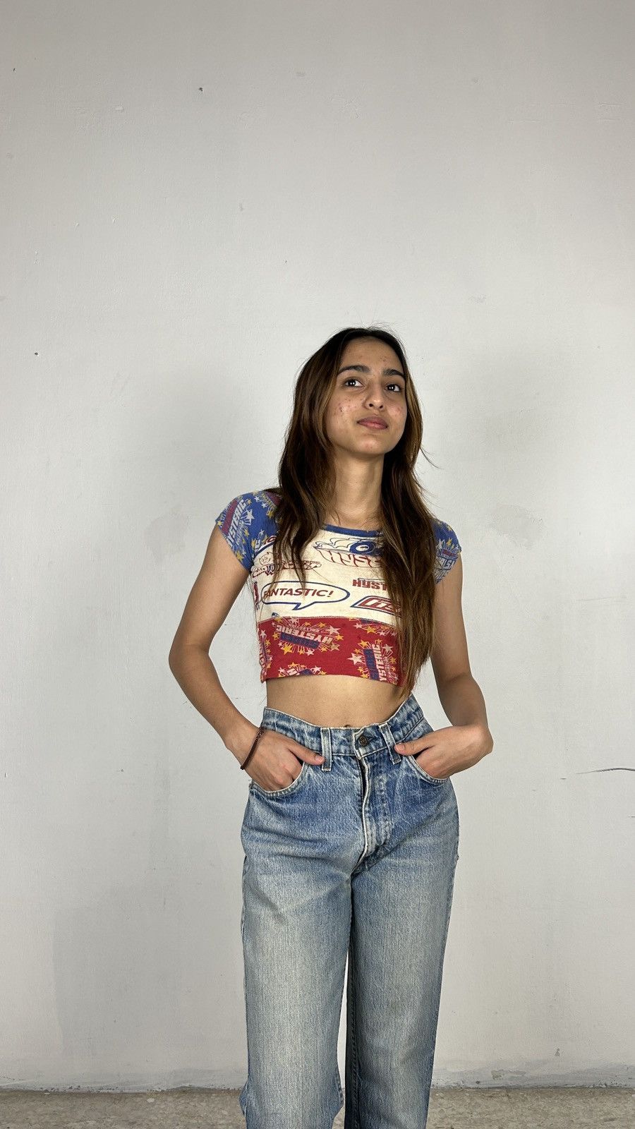 1990s Hysteric Mini Baby Tee Full Print