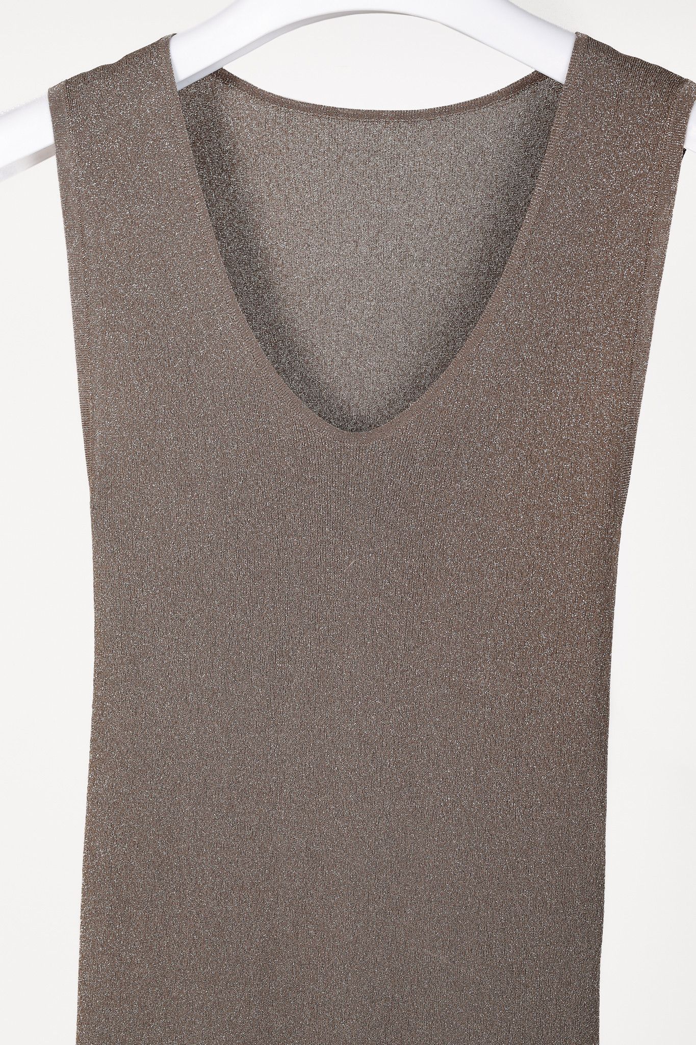 Brunello Cucinelli Brunello Cucinelli AW/20 Taupe Shimmer Knit Tank Size M / US 6-8 / IT 42-44 - 3 Thumbnail