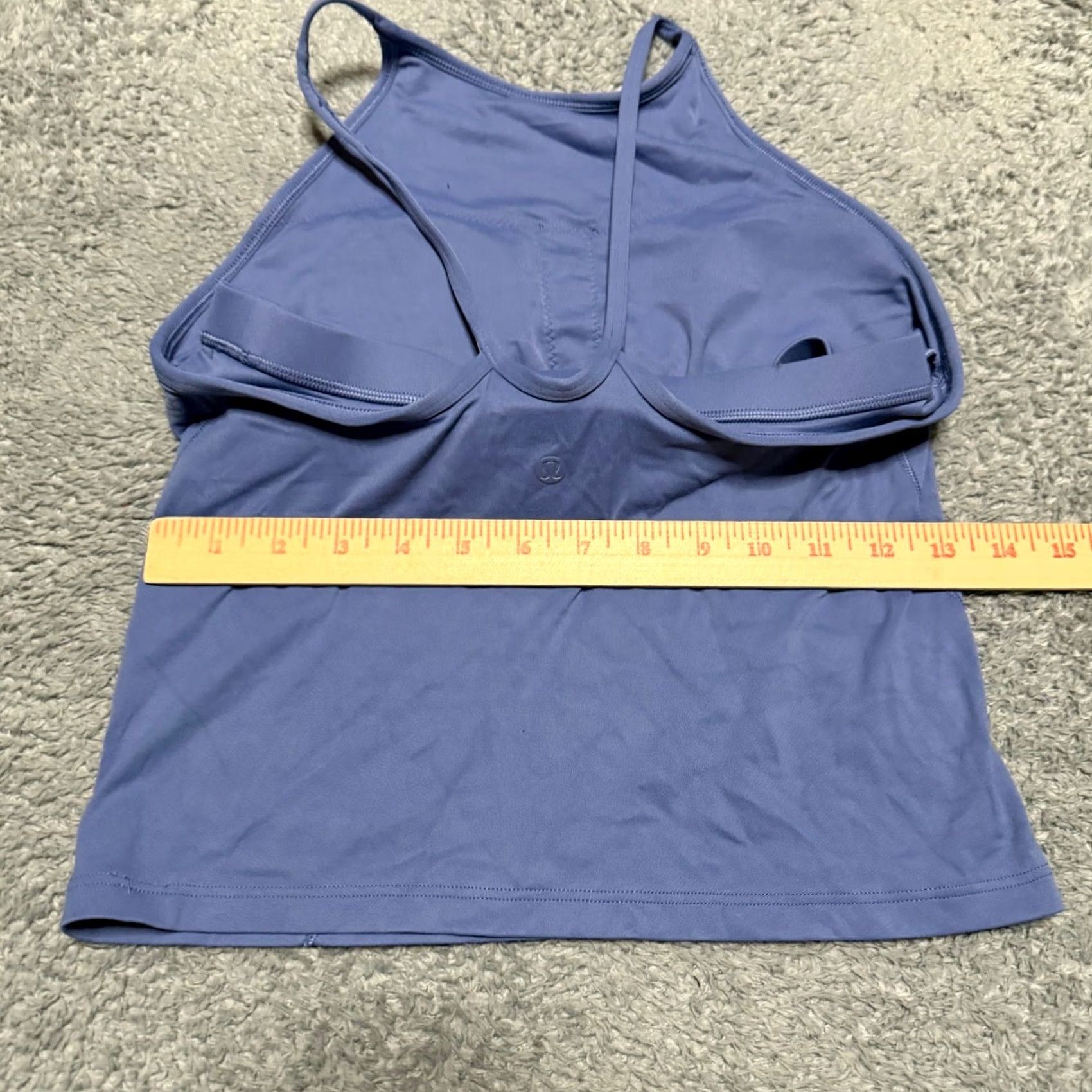 Lululemon Lululemon Crop Tank Top Womens 8 Lightweight High Neck Water Drop Built in Bra Blue Tank Womens 8 Regular Women Size M / US 6-8 / IT 42-44 - 5 Thumbnail