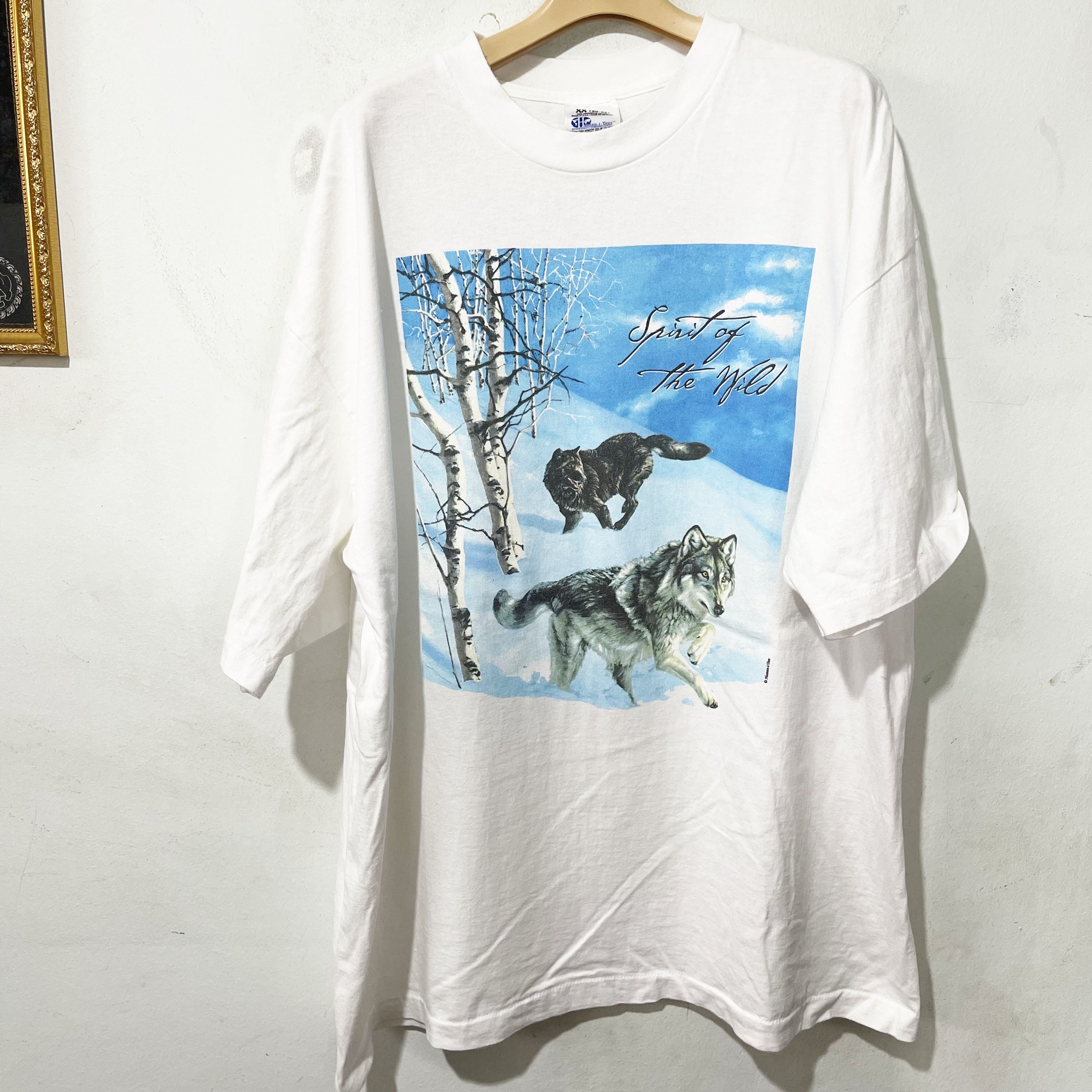 Vintage Vintage 90s Human-I-Tees “Spirit of the Wild” Wolves T-Shirt Size US XXL / EU 58 / 5 - 1 Thumbnail