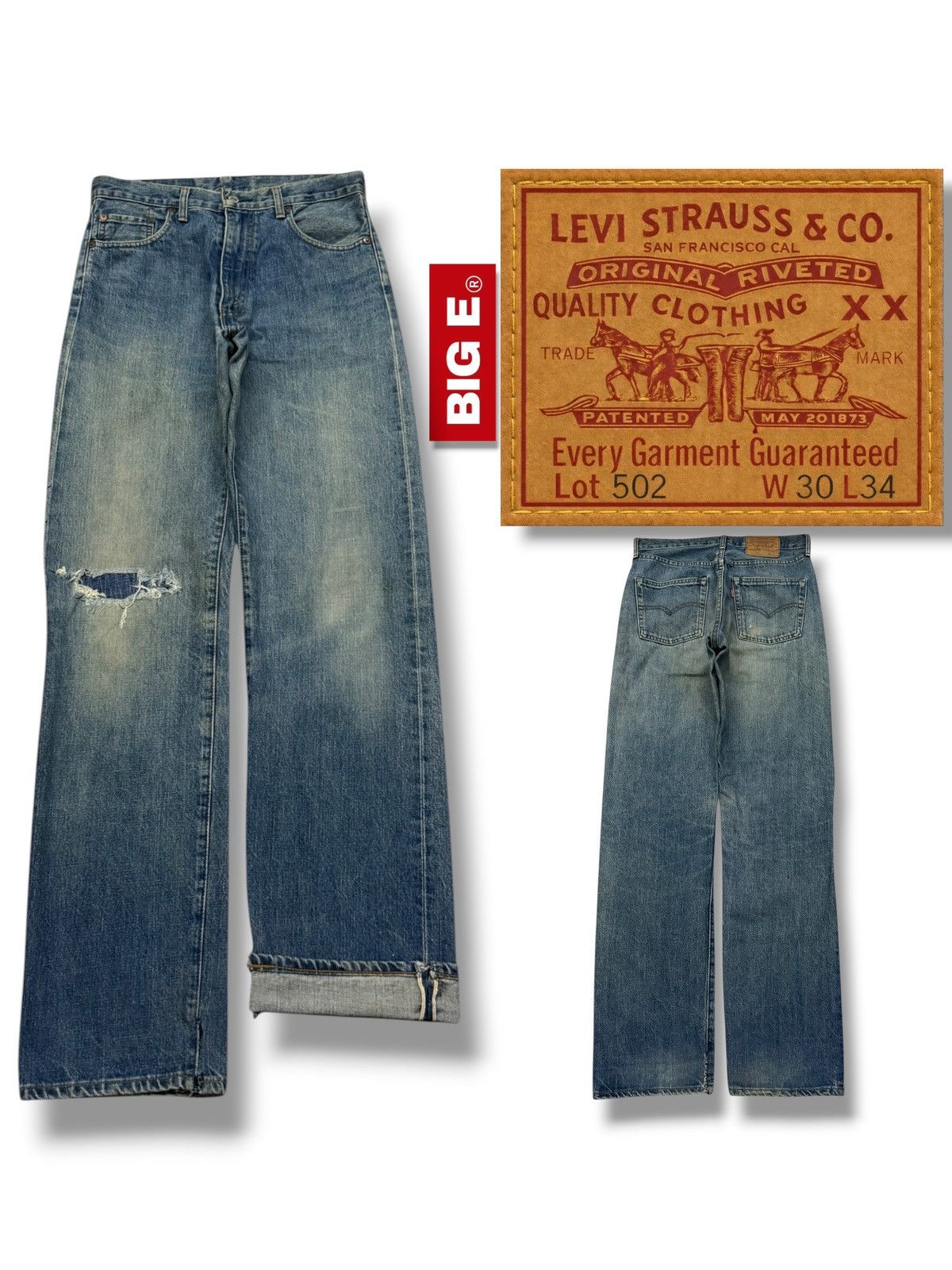 Levi's Vintage Clothing Vintage Levi’s 502 Big E Selvedge Denim Jeans Japan | W30 Size US 30 / EU 46 - 1 Thumbnail