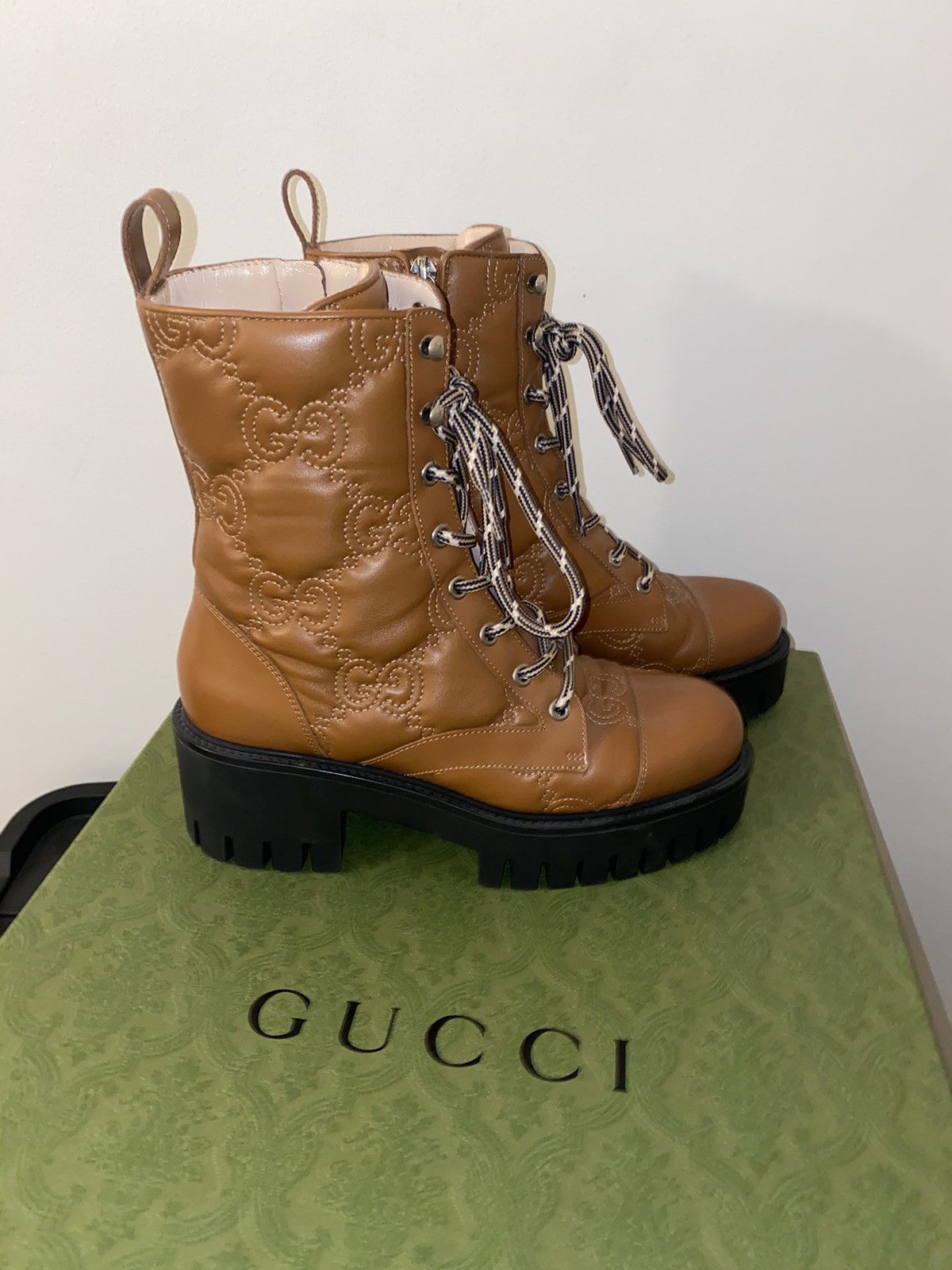 Gucci Gucci Matelasse Quilted GG Logo Combat Boots Size US 7 / IT 37 - 1 Thumbnail