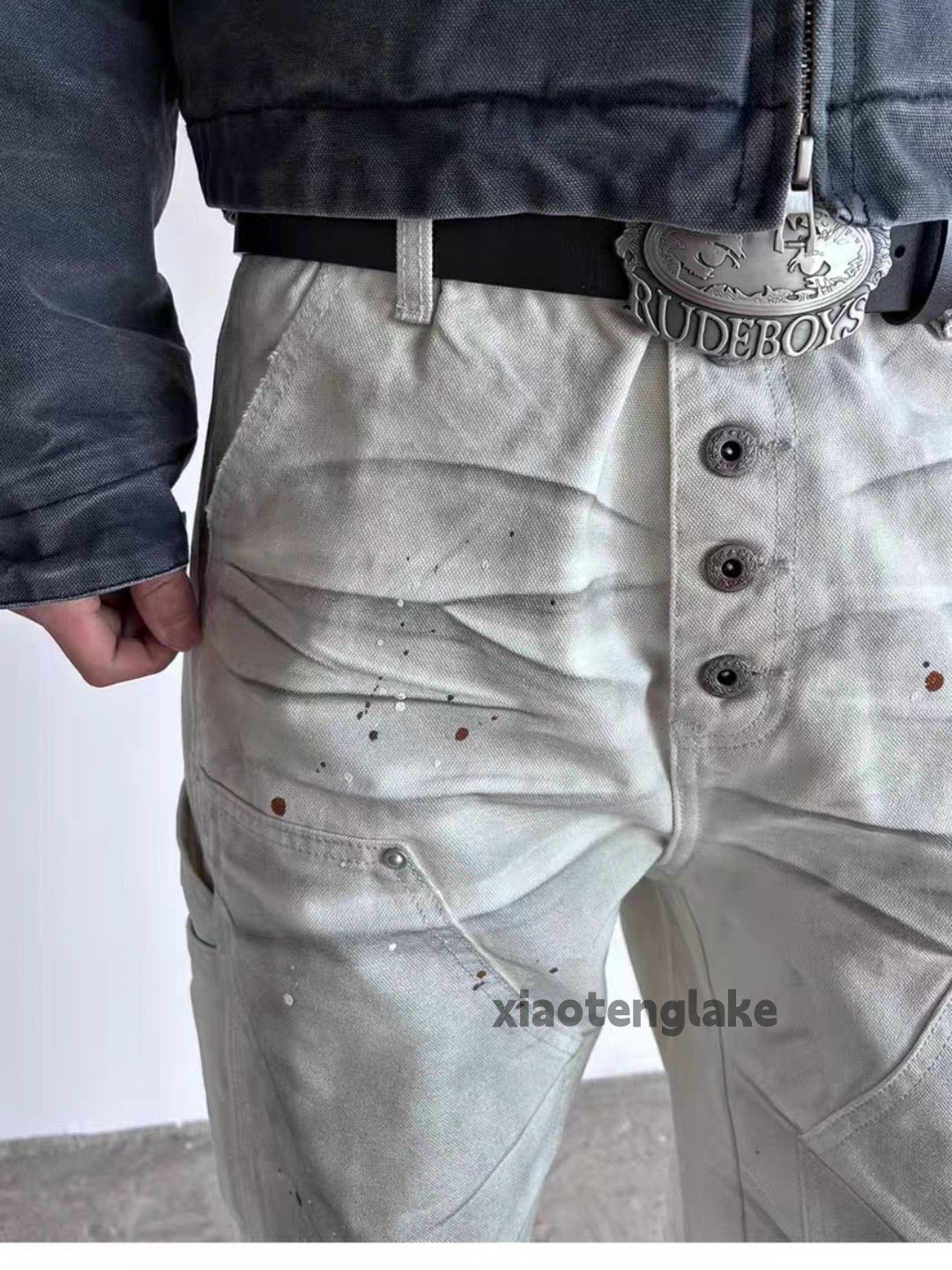 Jean xtl vintage wide Leg loose baggy Stain paint jeans Size US 30 / EU 46 - 6 Thumbnail
