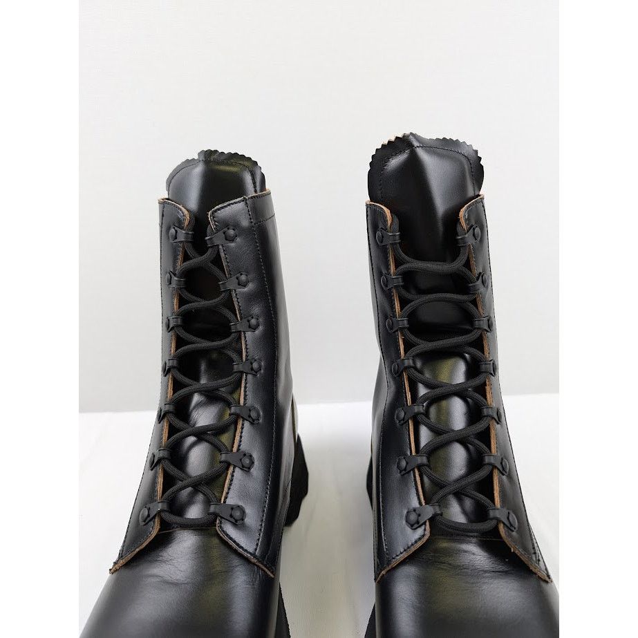 Off-White o1rshd1 Leather Sponge Combact Boots in Black Size US 12 / EU 45 - 20 Thumbnail