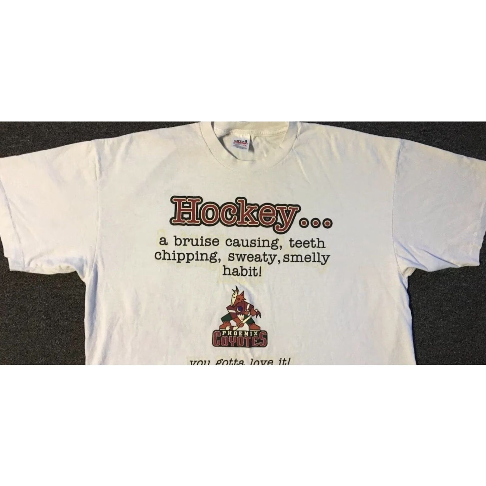 Vintage VINTAGE 90s Phoenix Coyotes T-Shirt XXL White Grunge Joke Smelly Habit Faded Single Stitch Men Short Sleeve USA United States Hockey Size US XXL / EU 58 / 5 - 6 Thumbnail