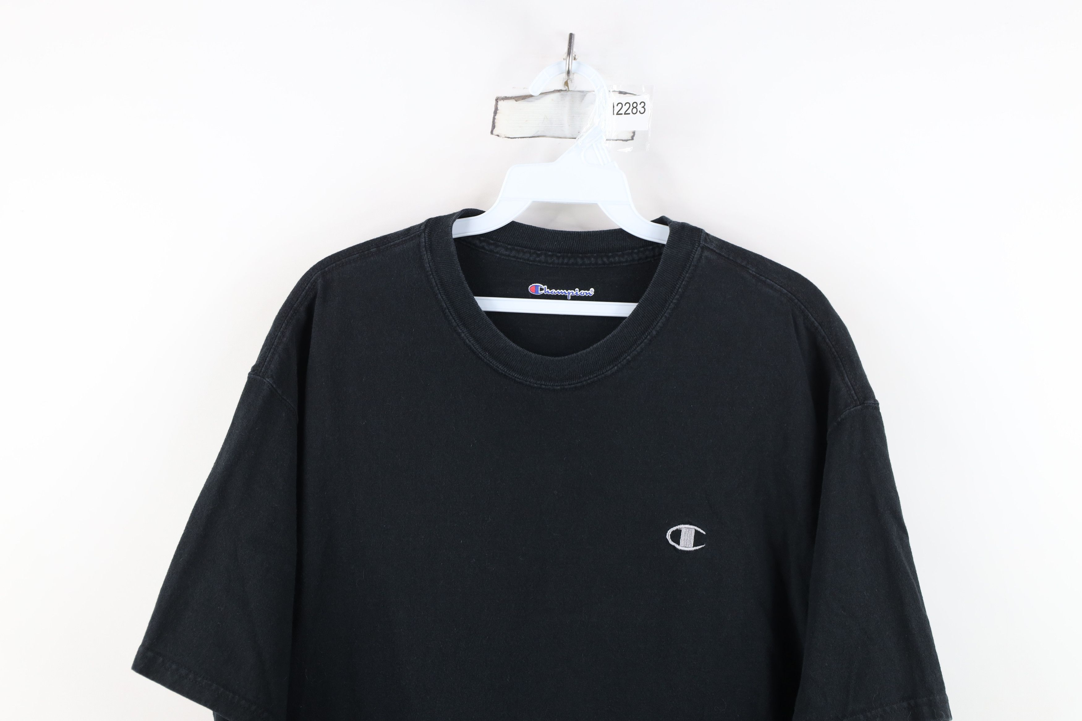 Champion Vintage Y2K Champion Faded Heavyweight Cotton T-Shirt Black Size US L / EU 52-54 / 3 - 2 Thumbnail