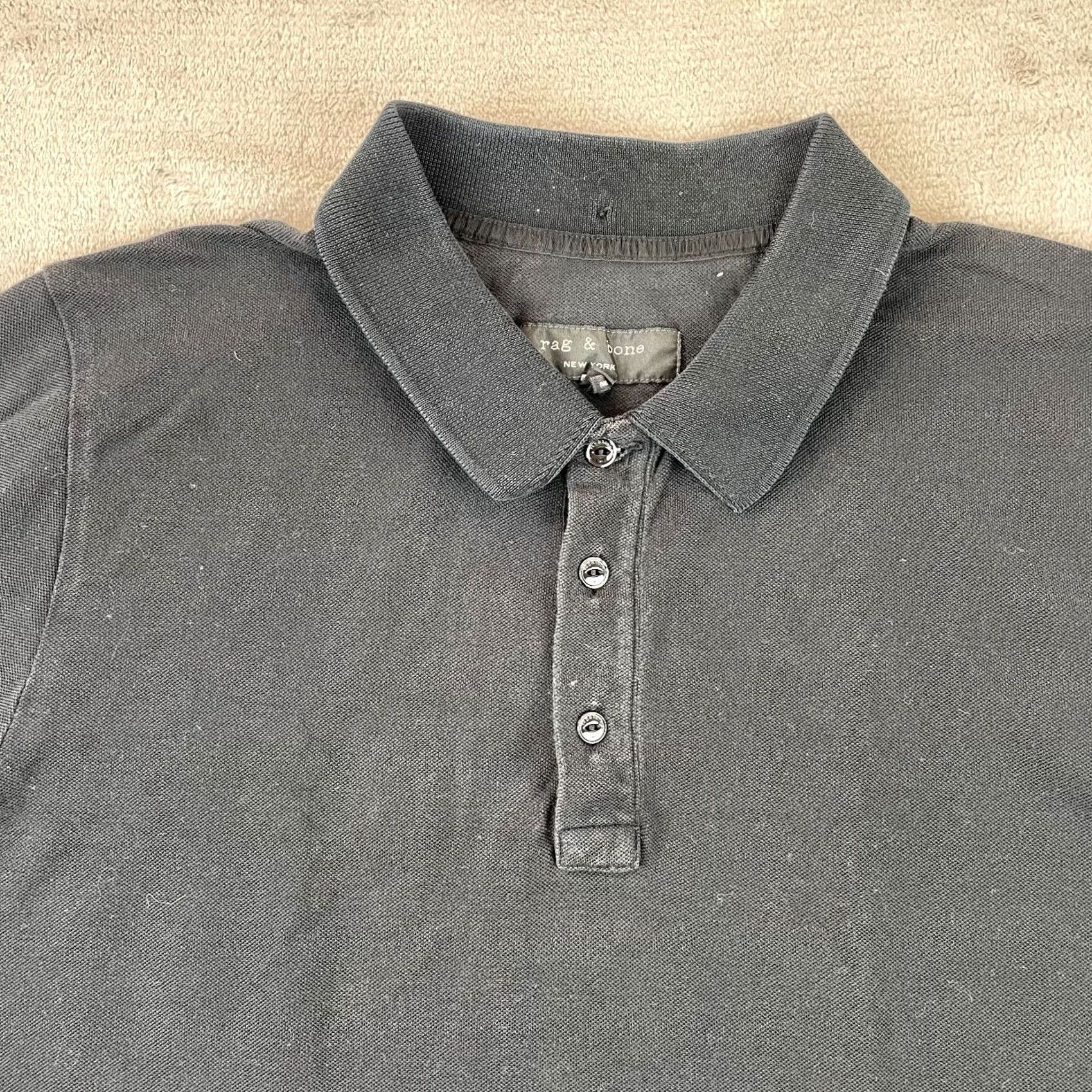 Rag & Bone Rag & Bone Polo Shirt Mens XL Black Peruvian Pima Cotton Short Sleeve Designer Shirt Size US XL / EU 56 / 4 - 3 Thumbnail