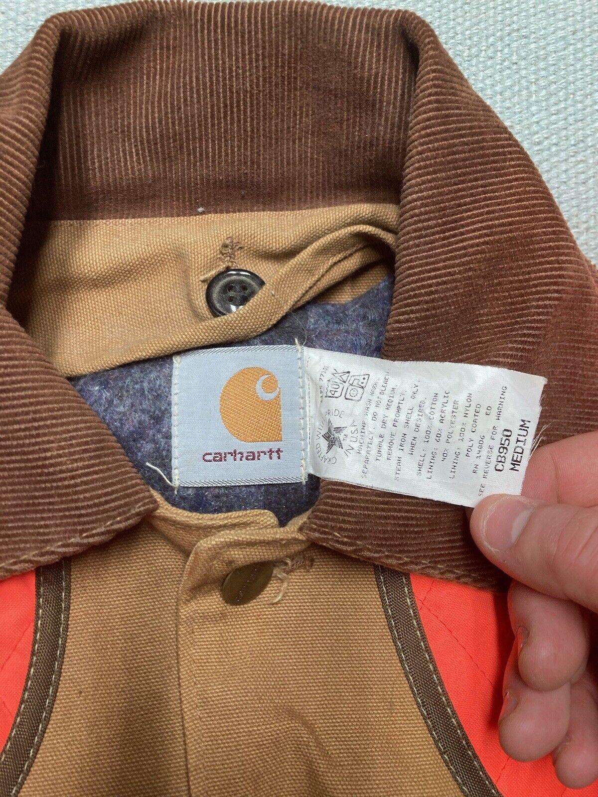 Carhartt × Vintage Vtg carhartt canvas jacket CB950 hunting coat hi vis blaze M Size US M / EU 48-50 / 2 - 6 Thumbnail