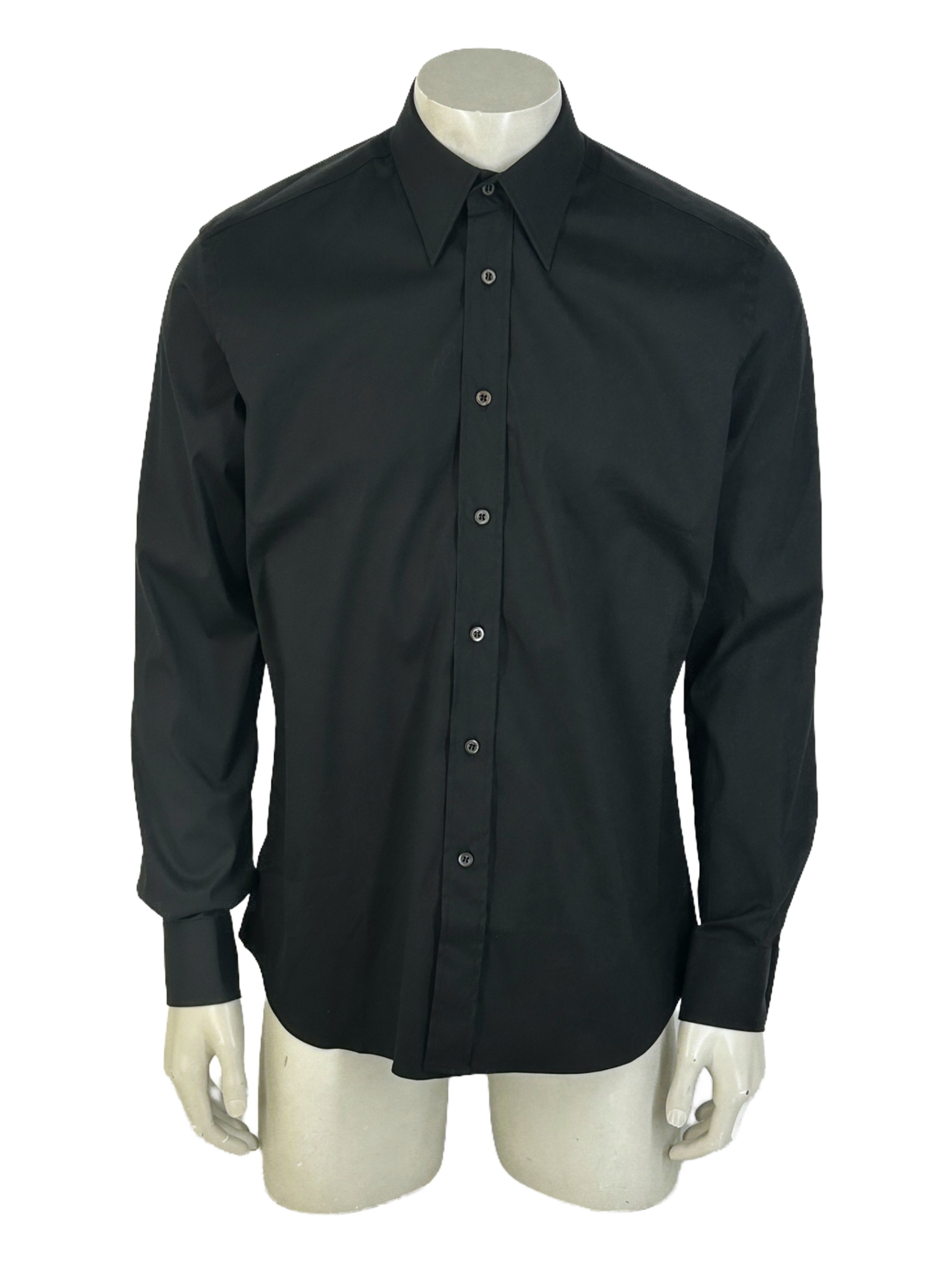 C.P. Company PRADA BLACK POPELINE STRETCH DRESS SHIRT SIZE 39 Size US L / EU 52-54 / 3 - 1 Thumbnail