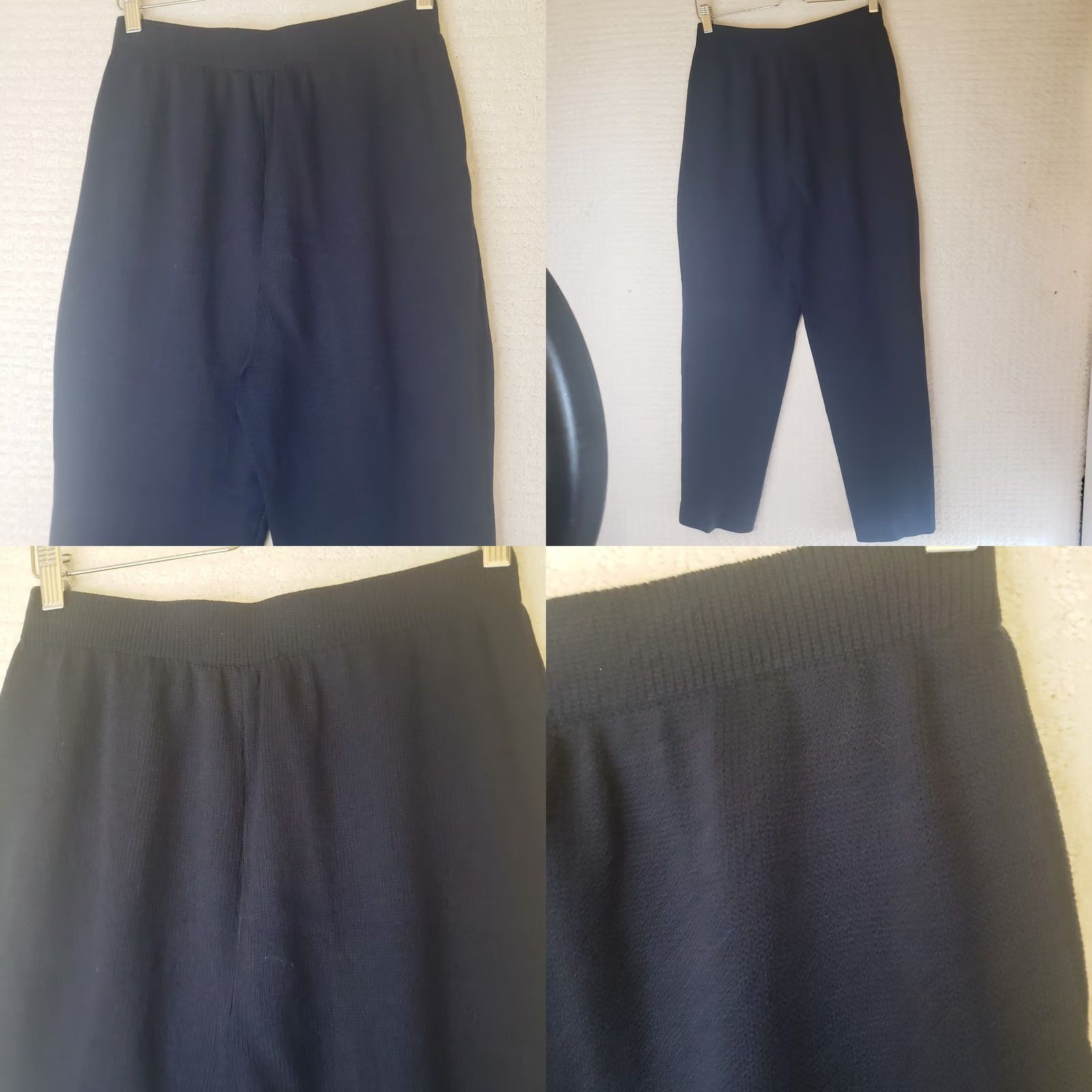 Asics VINTAGE? No. St John Basics Womens Dress Pants Navy Knit Wool Wide-Leg Pleated Front Pockets Pull On Size 8 SS? Size M / US 6-8 / IT 42-44 - 8 Thumbnail