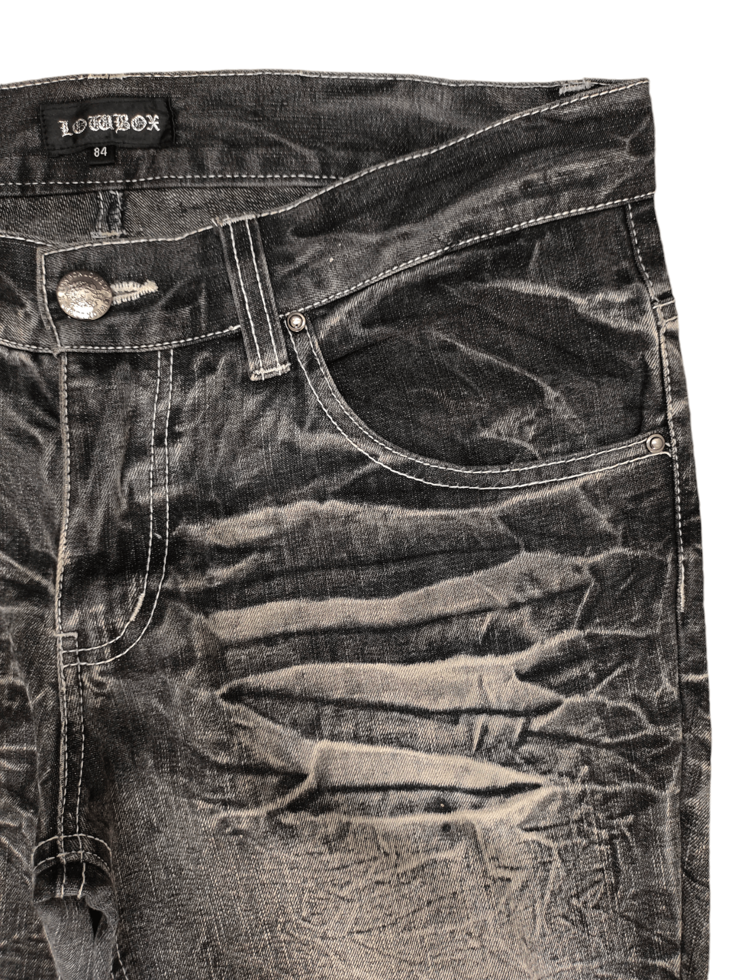LOWBOX Vintage Y2k Lowbox Clawmark Distress Faded Patchwork Jeans Size US 34 / EU 50 - 5 Thumbnail