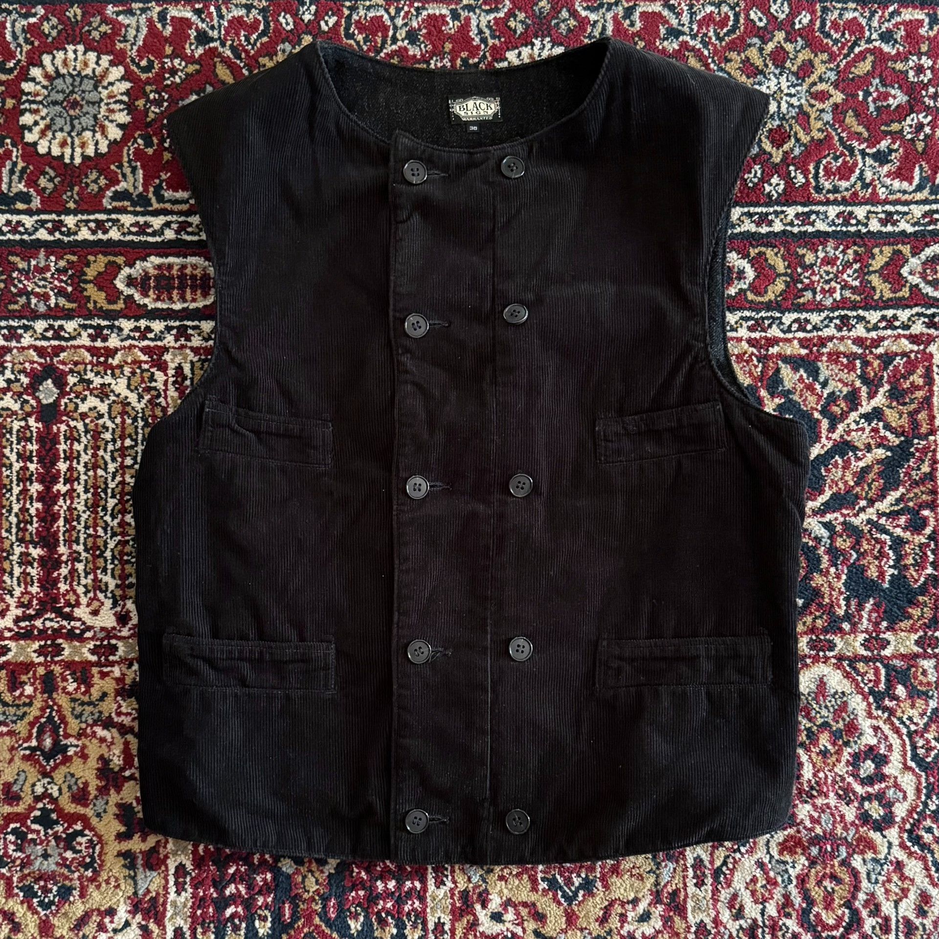 BLACK SIGN Black Corduroy Hunting Style Vest Size US M / EU 48-50 / 2 - 1 Thumbnail
