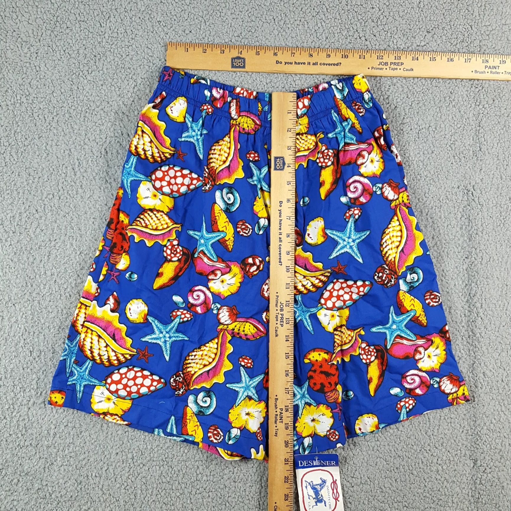 Vintage VINTAGE 80s Infinity Chic High Waist Paperbag Shorts Women's Medium Blue Underwater Shell Casual Beach Size 32" / US 10 / IT 46 - 7 Thumbnail