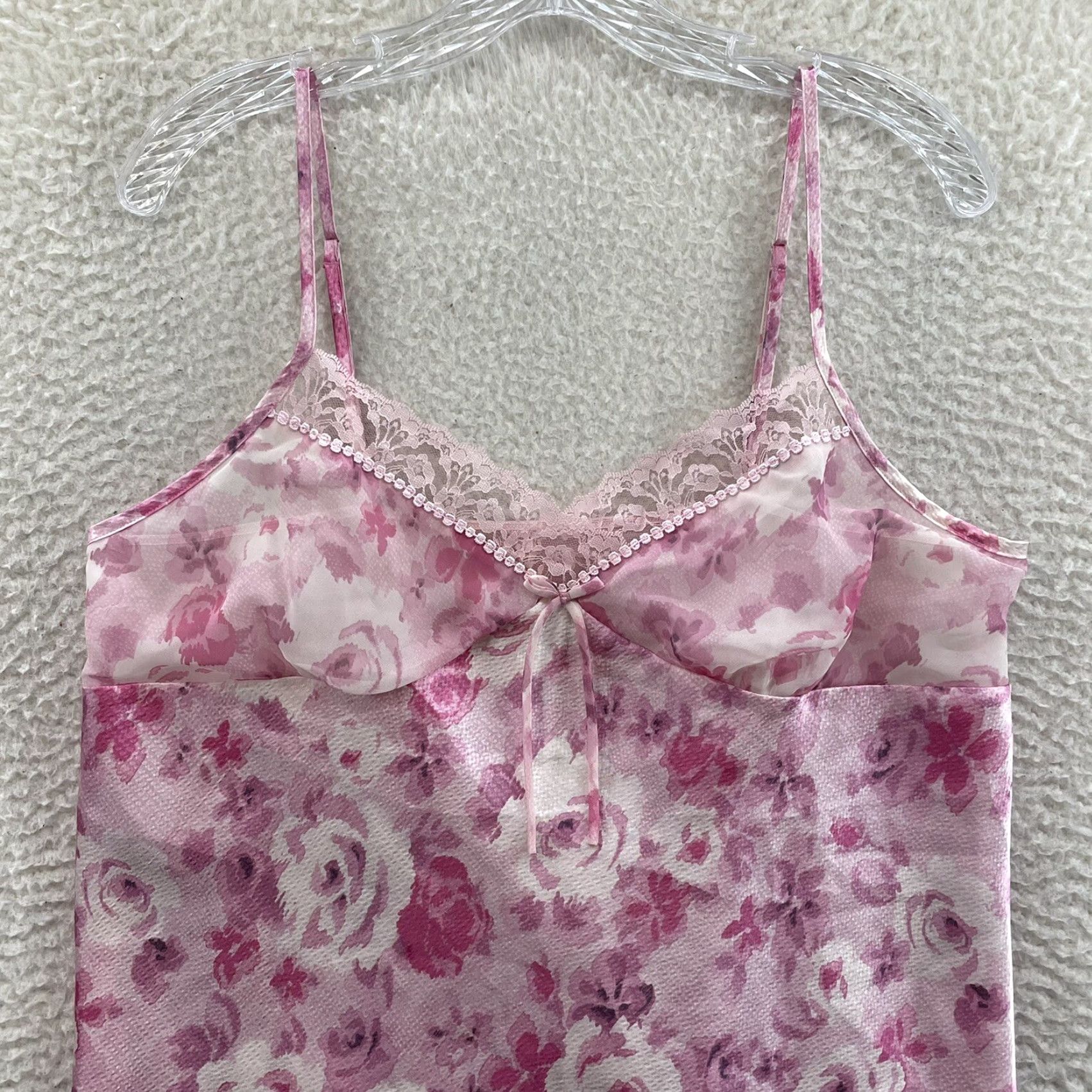 Vintage VINTAGE Y2K Camisole Top XL Pink Floral Satin Coquette Fairy Princess Girly Woman? Size XL / US 12-14 / IT 48-50 - 3 Thumbnail