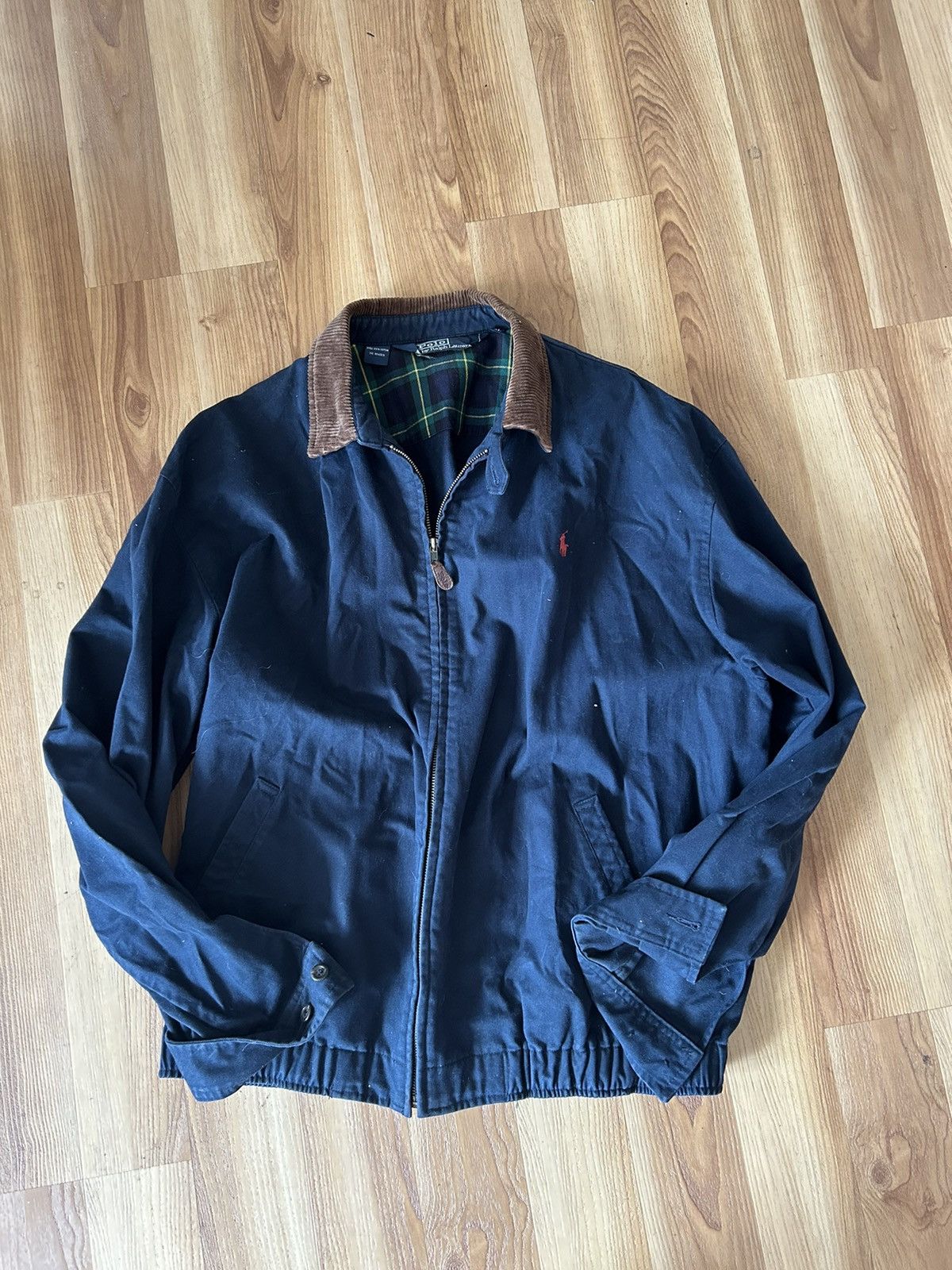 POLO RALPH buy LAUREN BLUE ZIP JACKET CORDUROY COLLAR (XL)