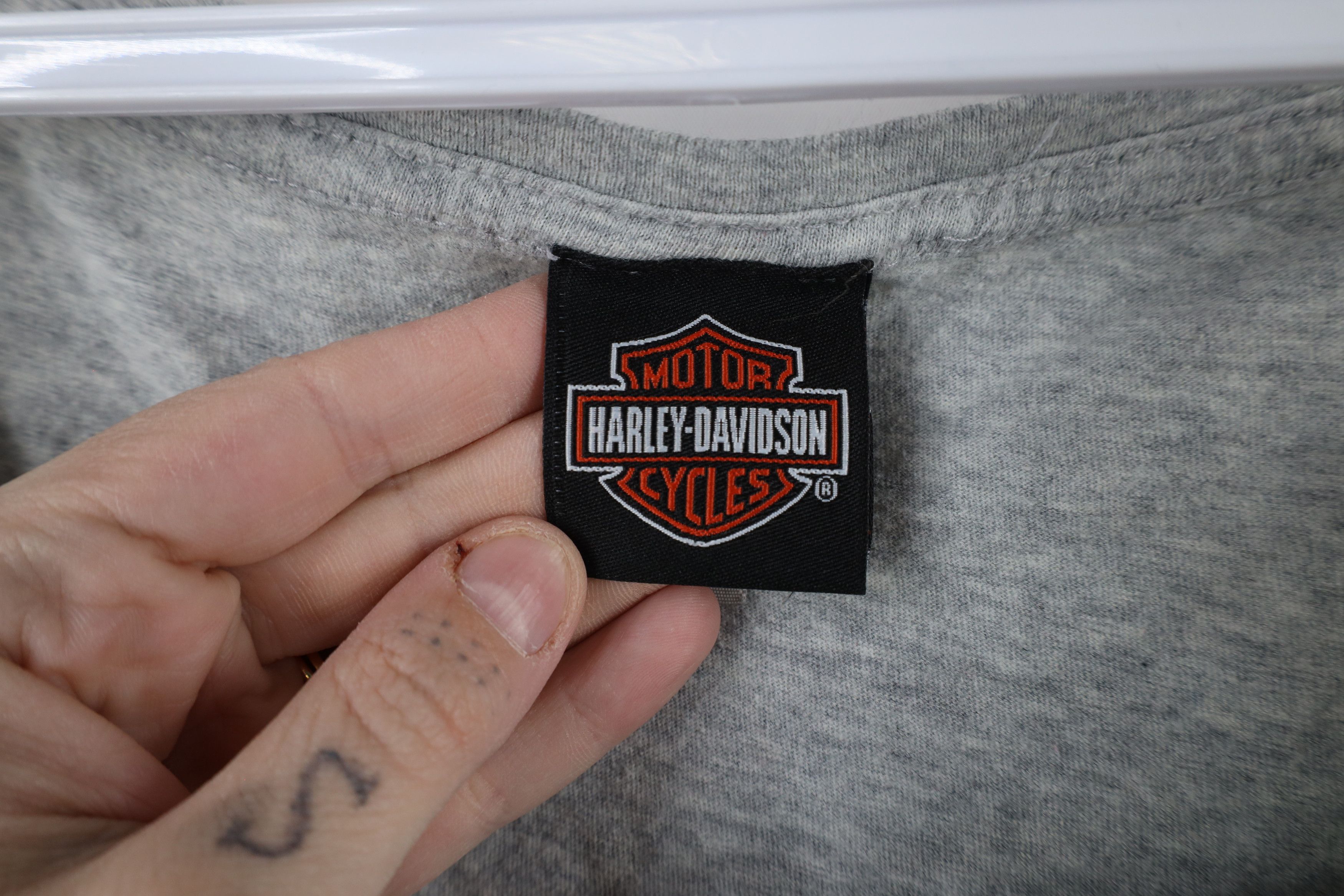 Harley Davidson × Vintage Y2K Harley Davidson Spell Eagle Lightning Bolt T-Shirt Gray Size L / US 10 / IT 46 - 5 Thumbnail
