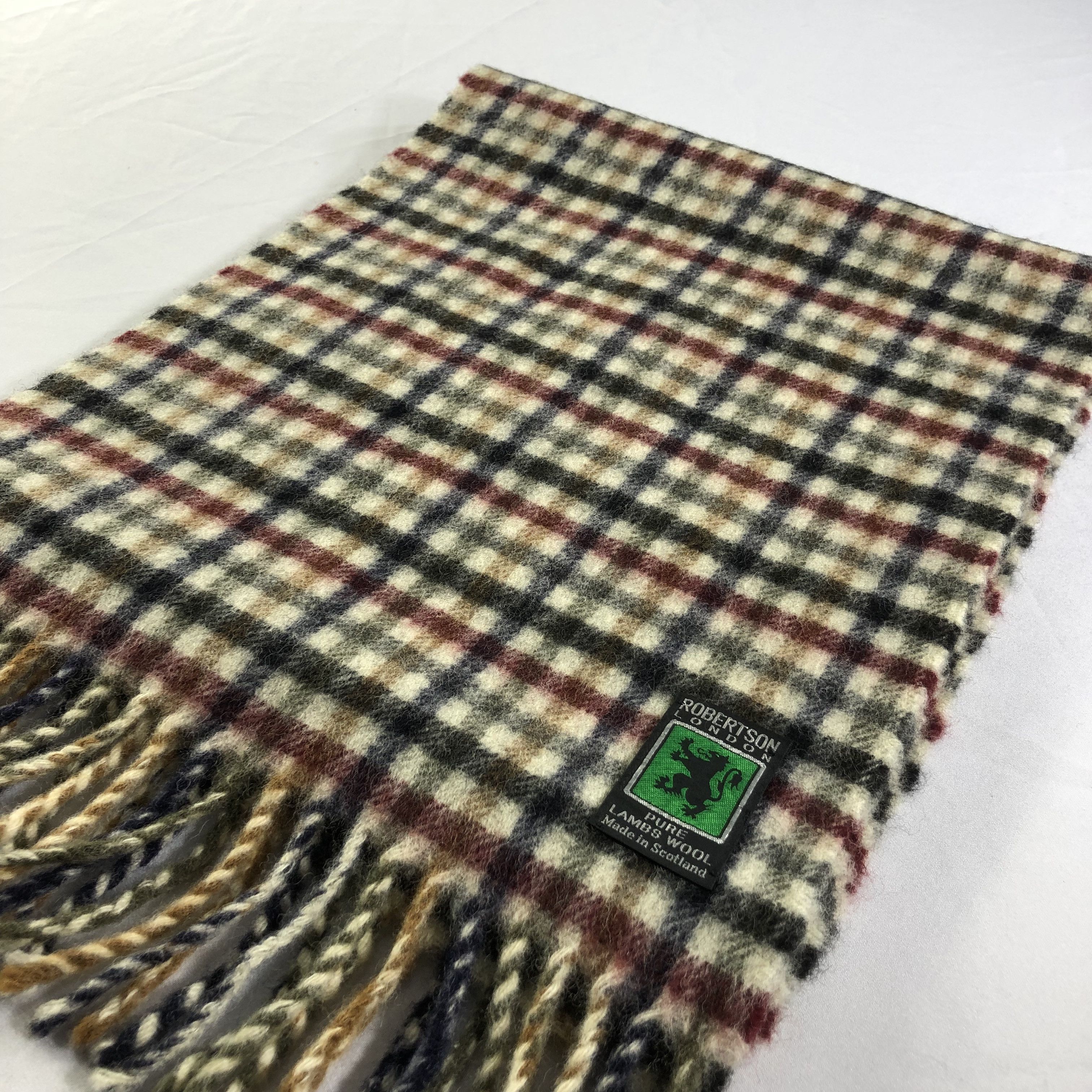 Vintage Robertson Gingham Wool Scarf Muffler V1390 Size ONE SIZE - 3 Thumbnail