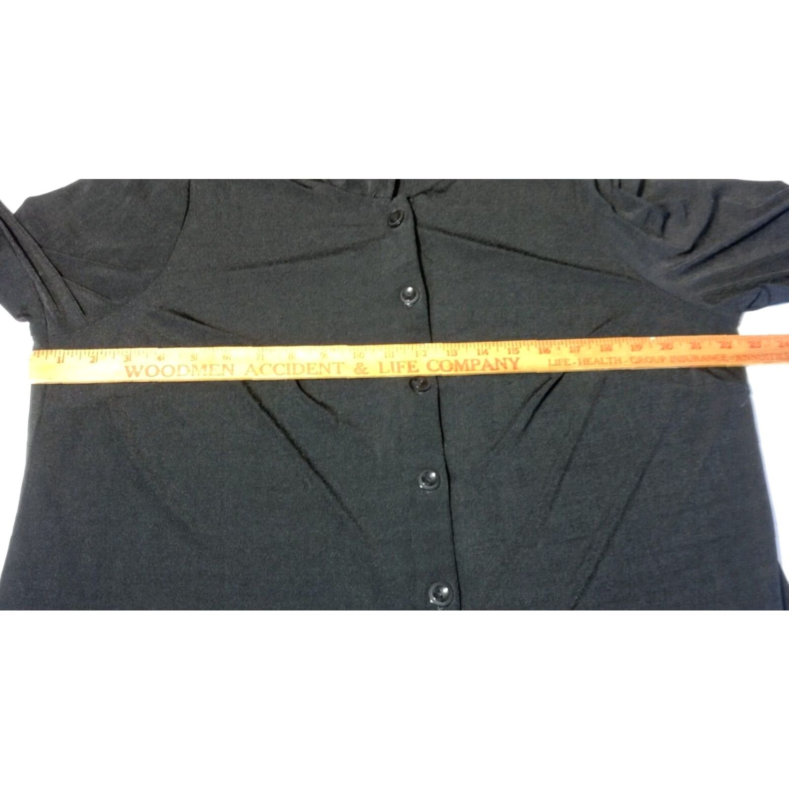 Vintage VINTAGE All That Jazz Blouse Shirt 16 Women Black Nylon Spandex Button Up Collared Lagenlook Gothic Witchy Size XXL / US 16-18 / IT 52-54 - 5 Thumbnail