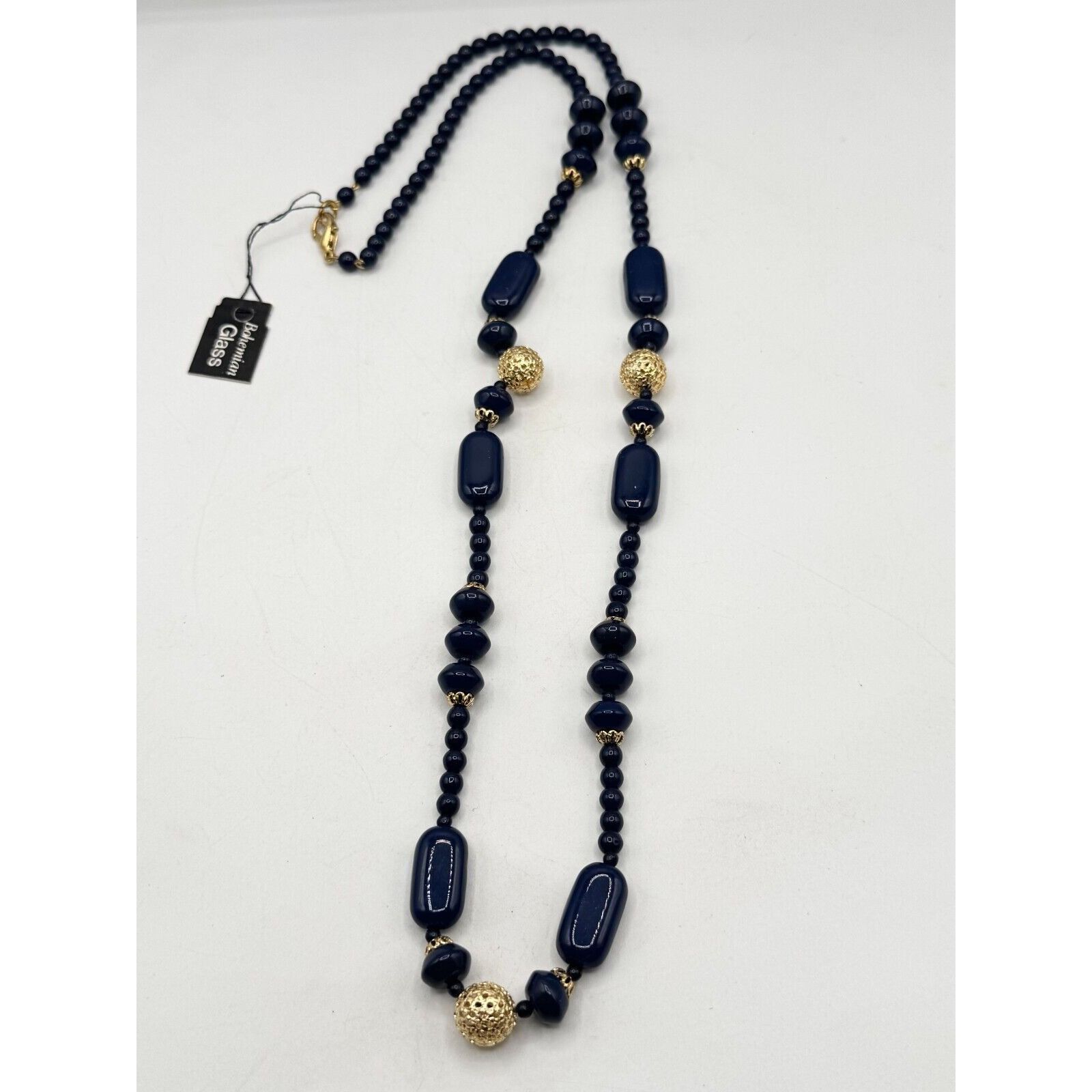 Vintage Vintage Bohemian NOS Blue Beaded Necklace with Tag Size ONE SIZE - 2 Thumbnail