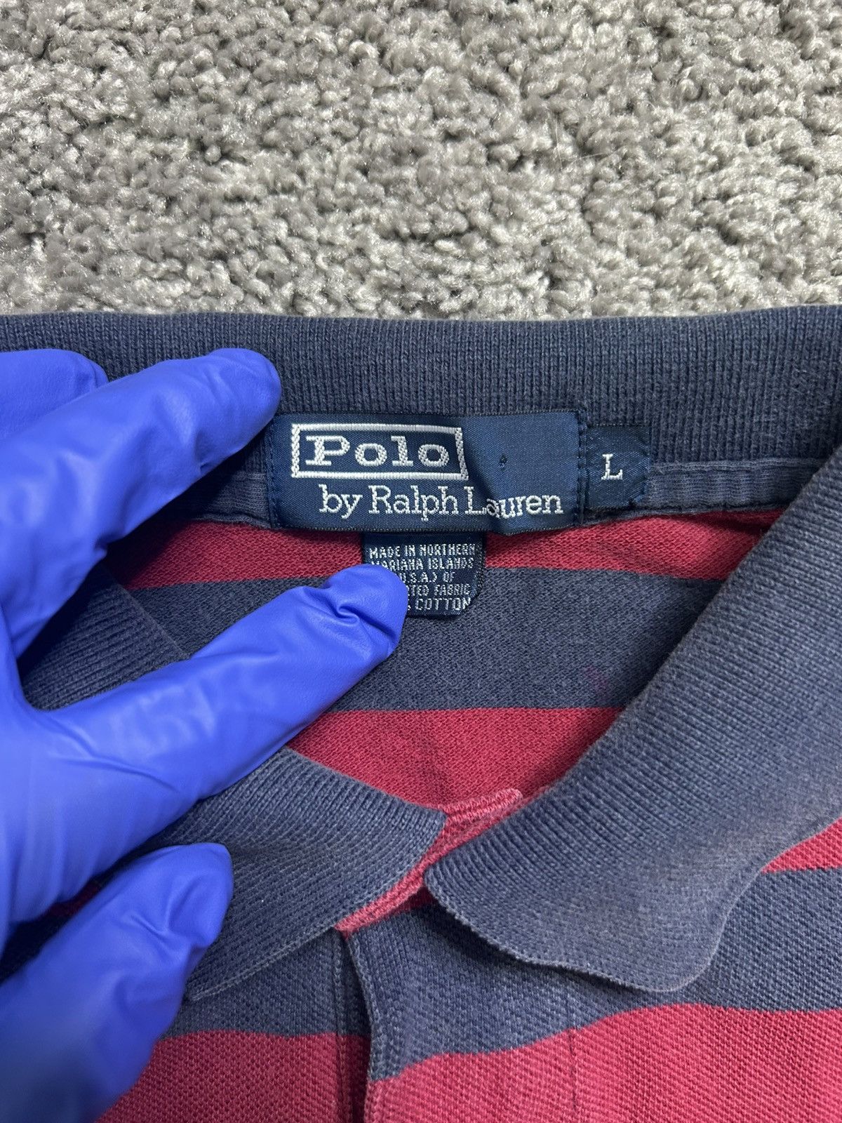 Polo Ralph Lauren Vintage 80s Polo Ralph Lauren Striped Red Navy Size US L / EU 52-54 / 3 - 3 Thumbnail