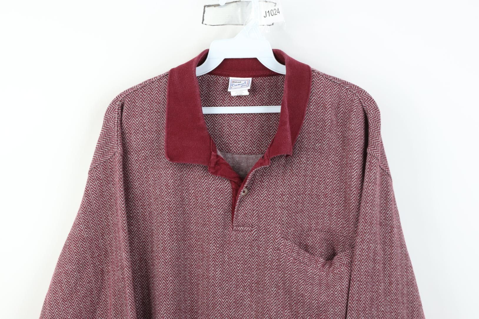 Vintage Vintage 90s Streetwear Herringbone Long Sleeve Pullover Polo Size US XL / EU 56 / 4 - 2 Thumbnail